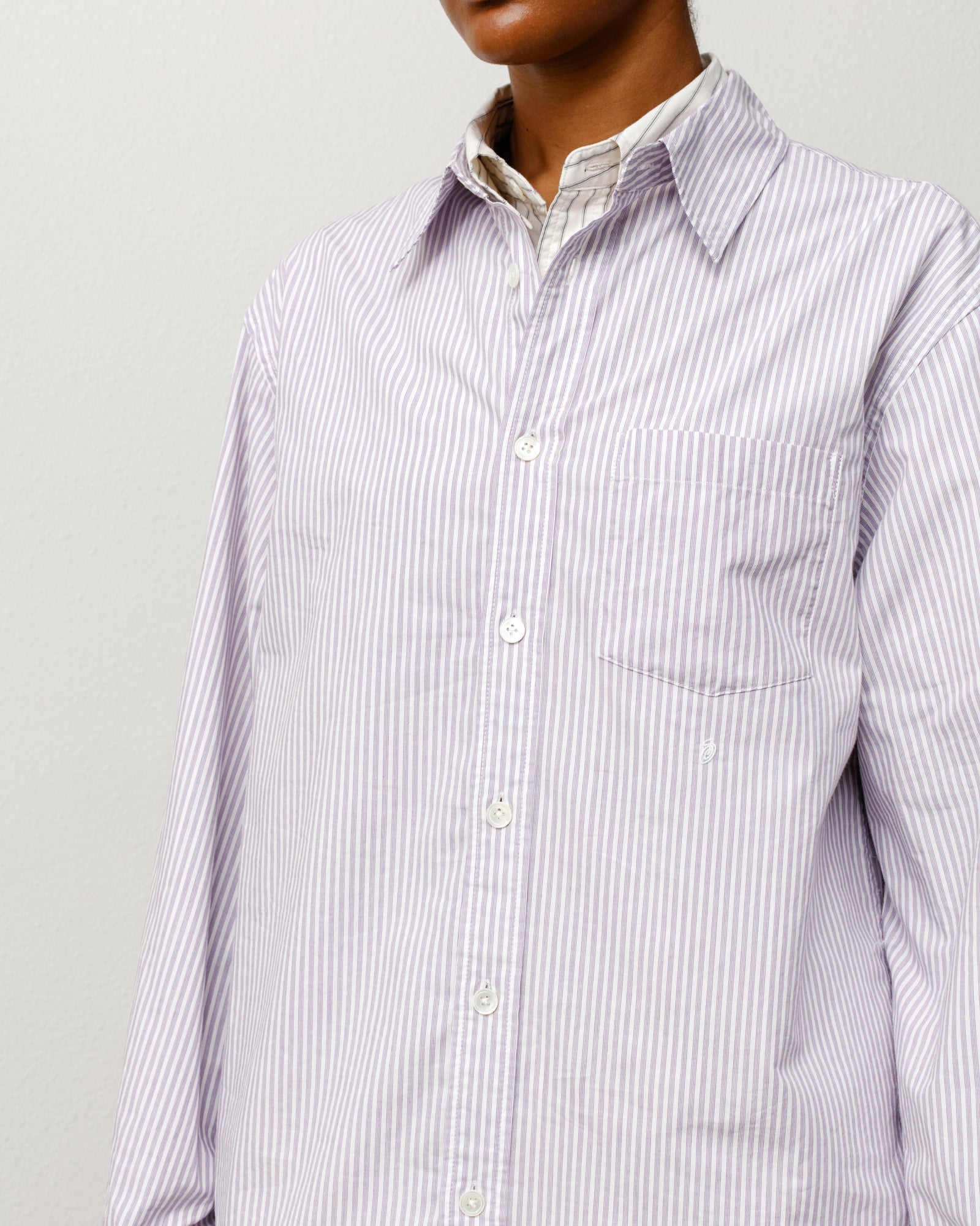 Stussy Men's Standard Shirt Purple Stripe