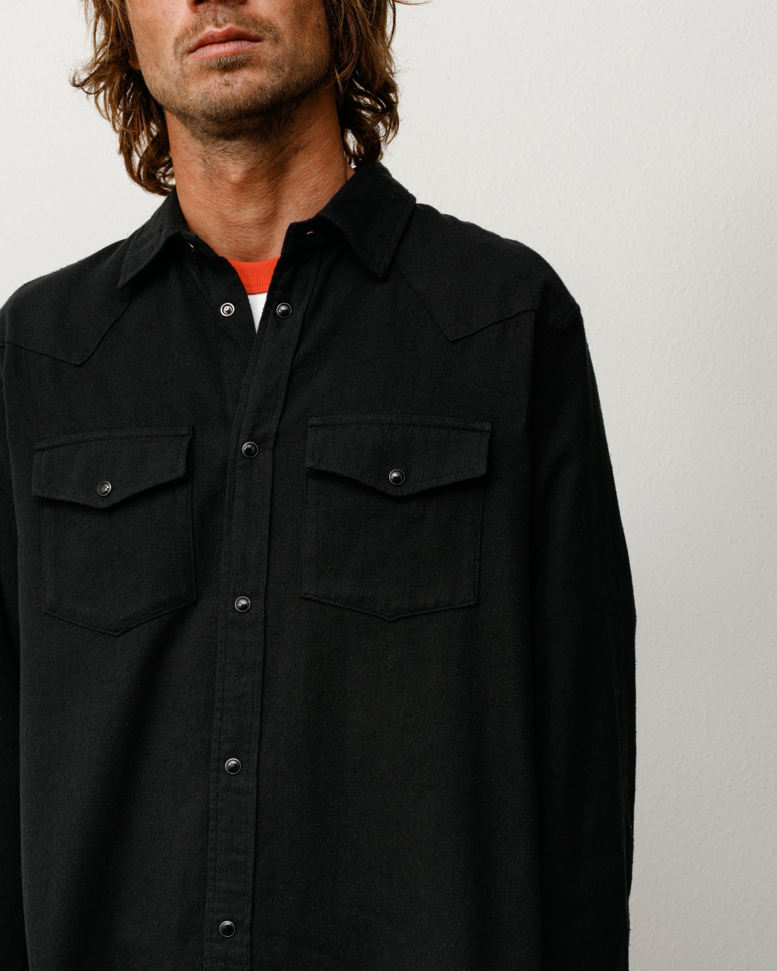 Stussy Men's Cotton Silk Western Shirt Black