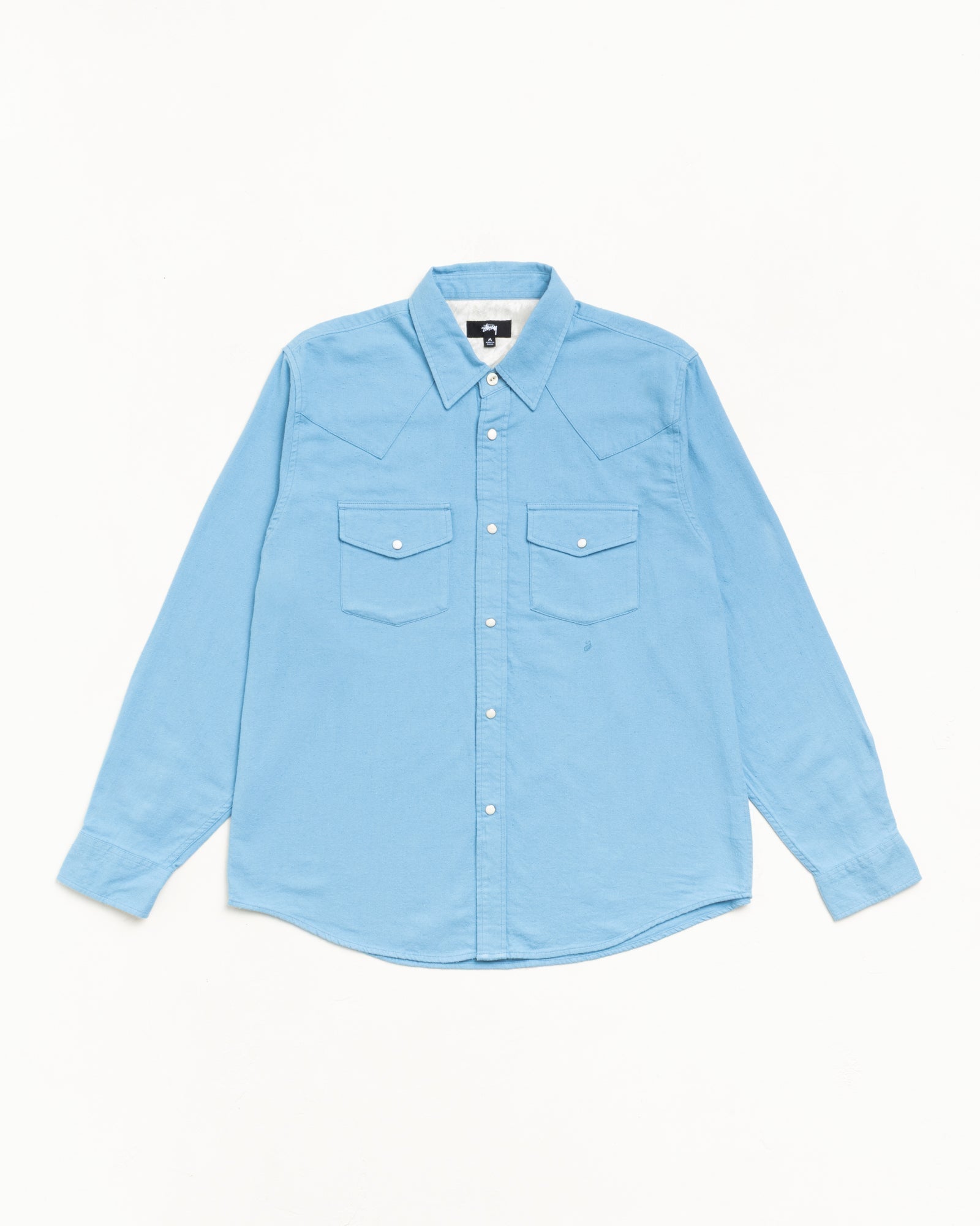 Stussy Unisex Cotton Silk Western Shirt Blue