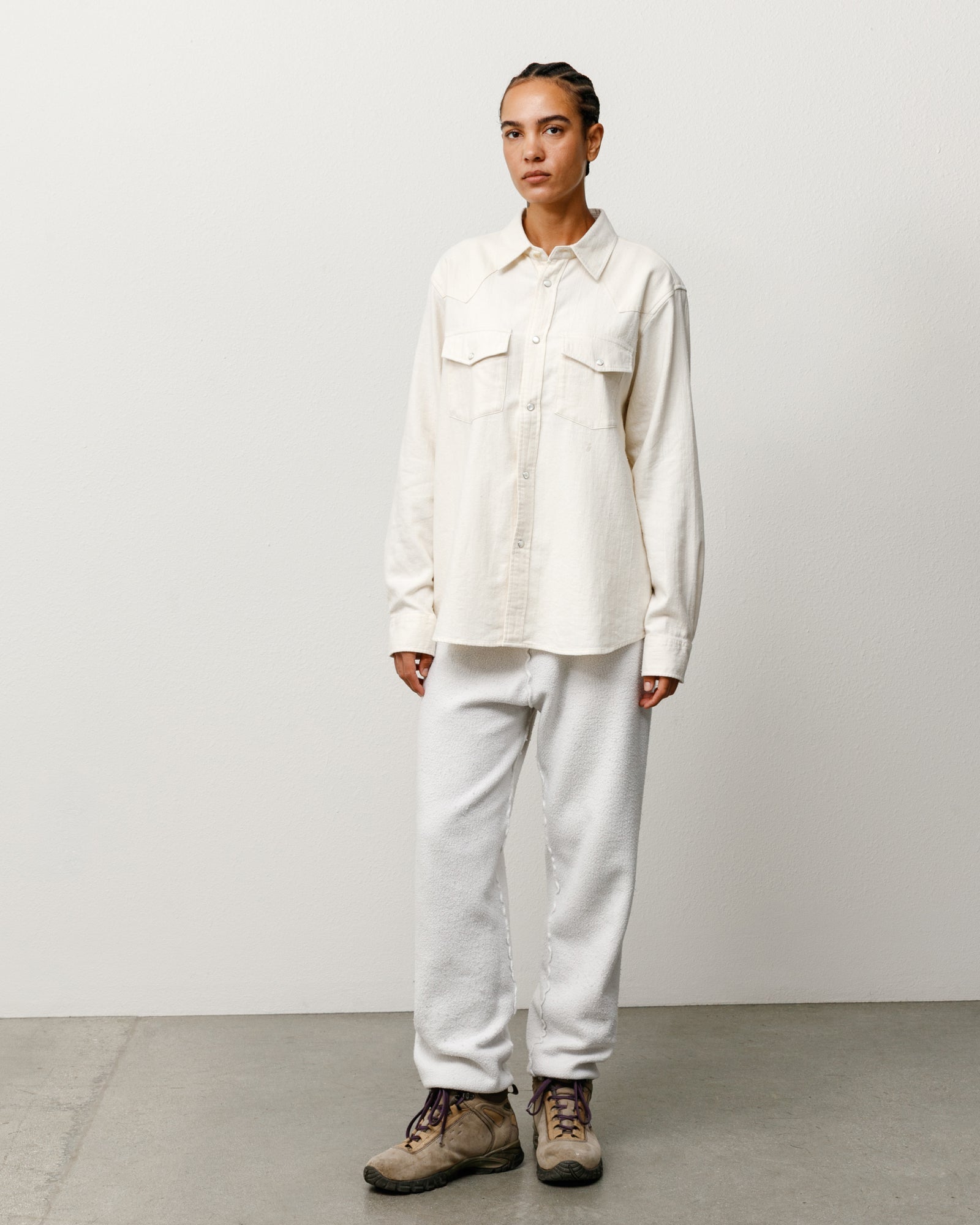 Stussy Men's Cotton Silk Western Shirt Off White