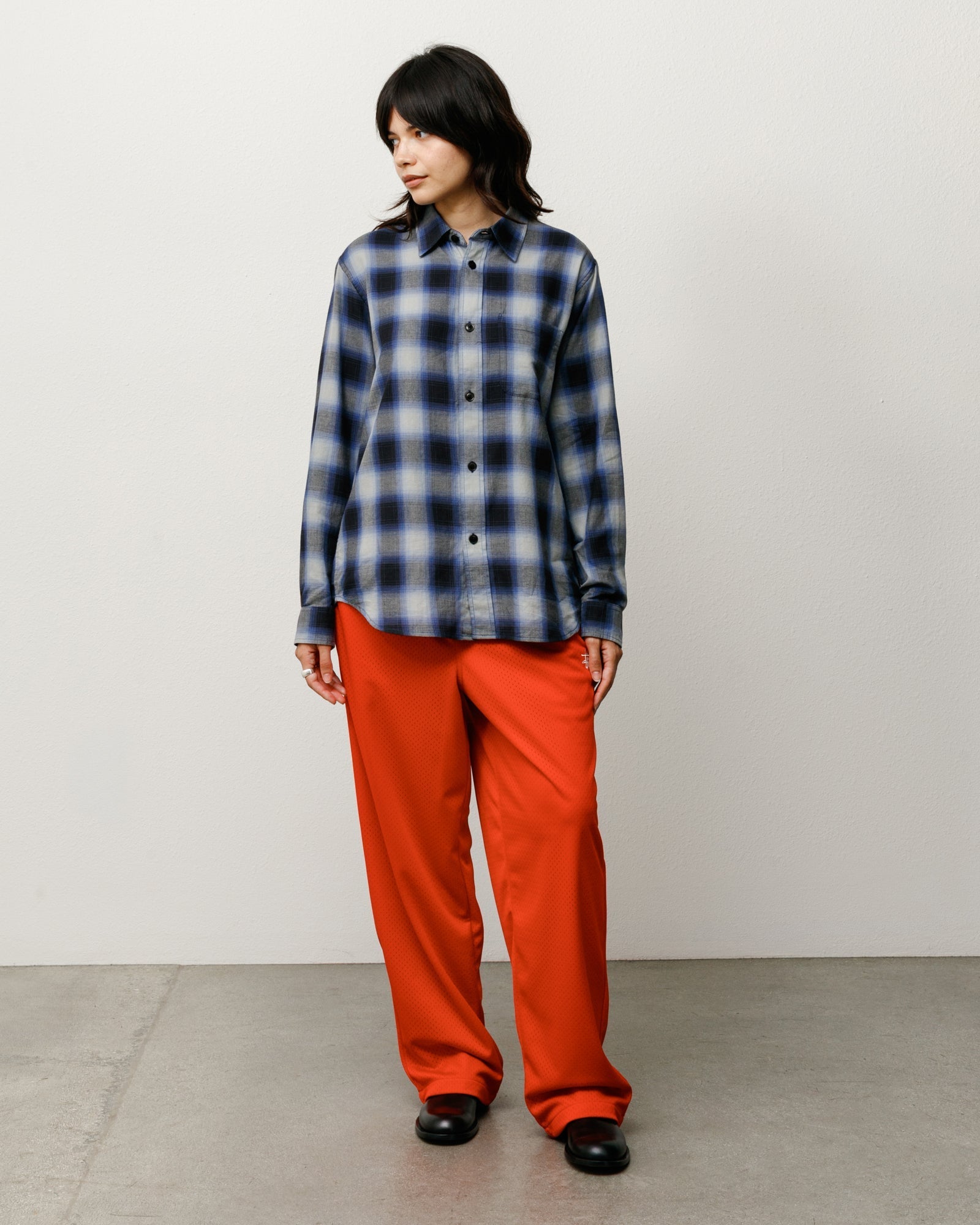 Stussy Men's Beach Ombre Plaid Shirt Black