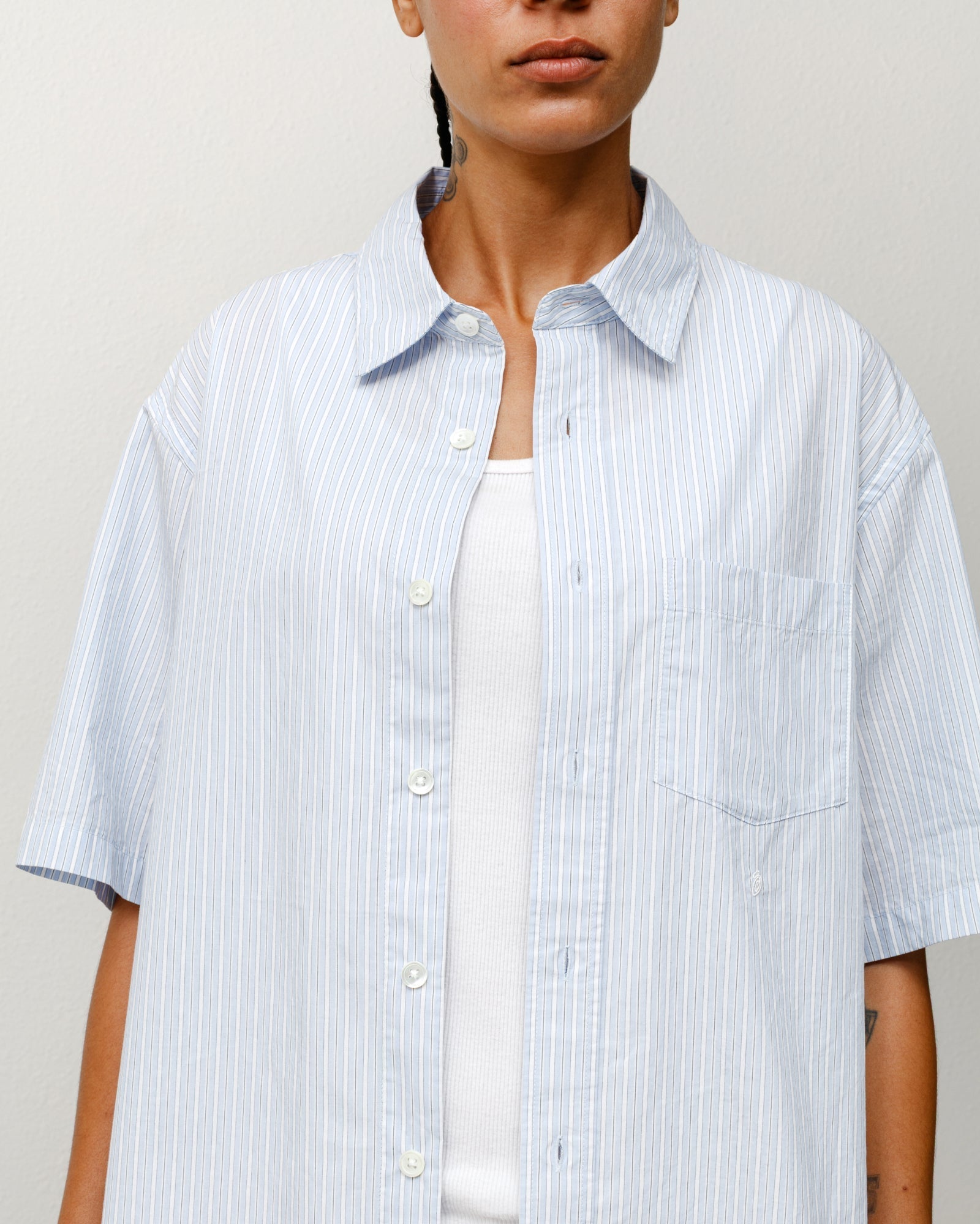 Stussy Men's Standard SS Shirt Blue Stripe
