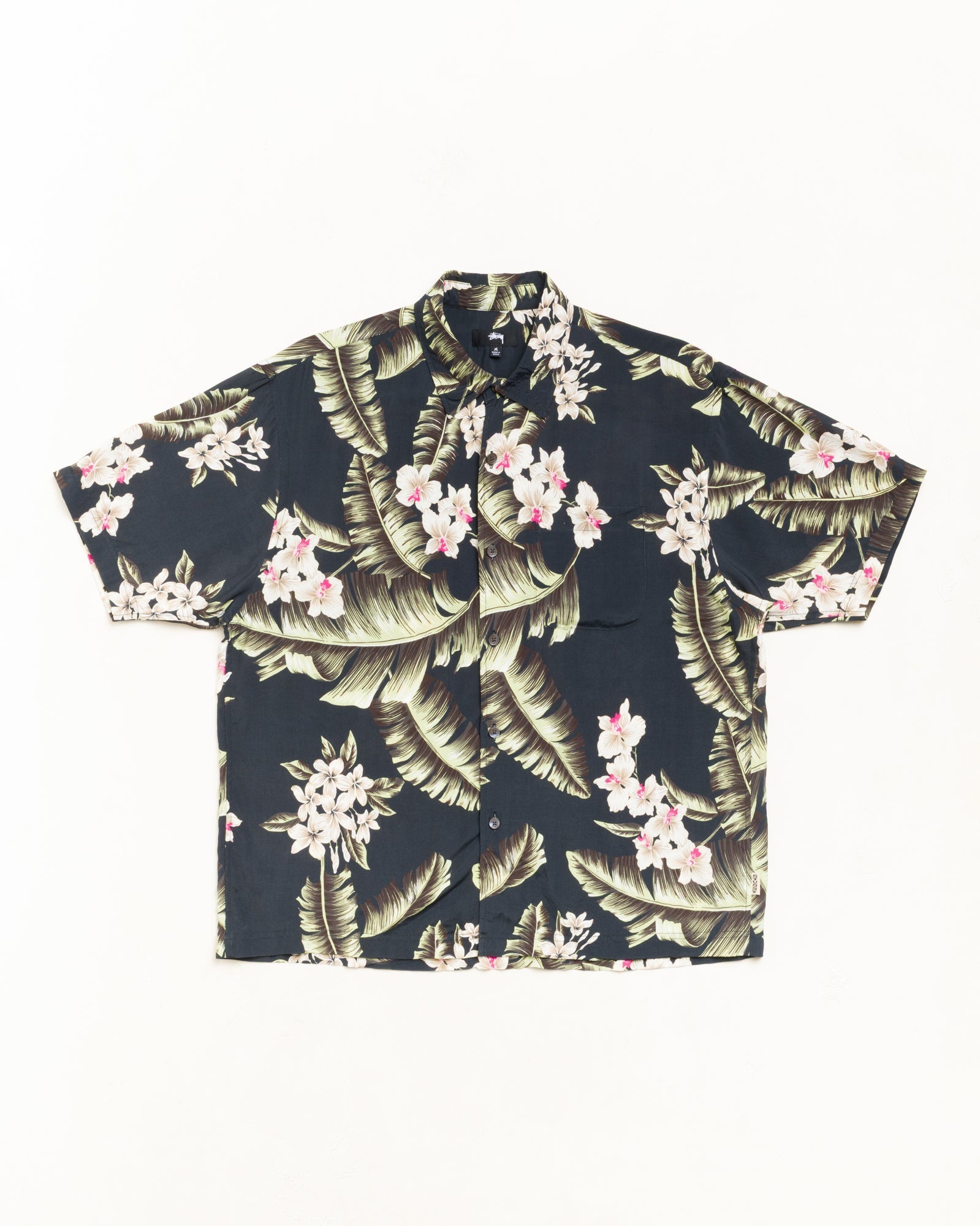 Stussy Men's Hawaiian Floral SS Shirt Black