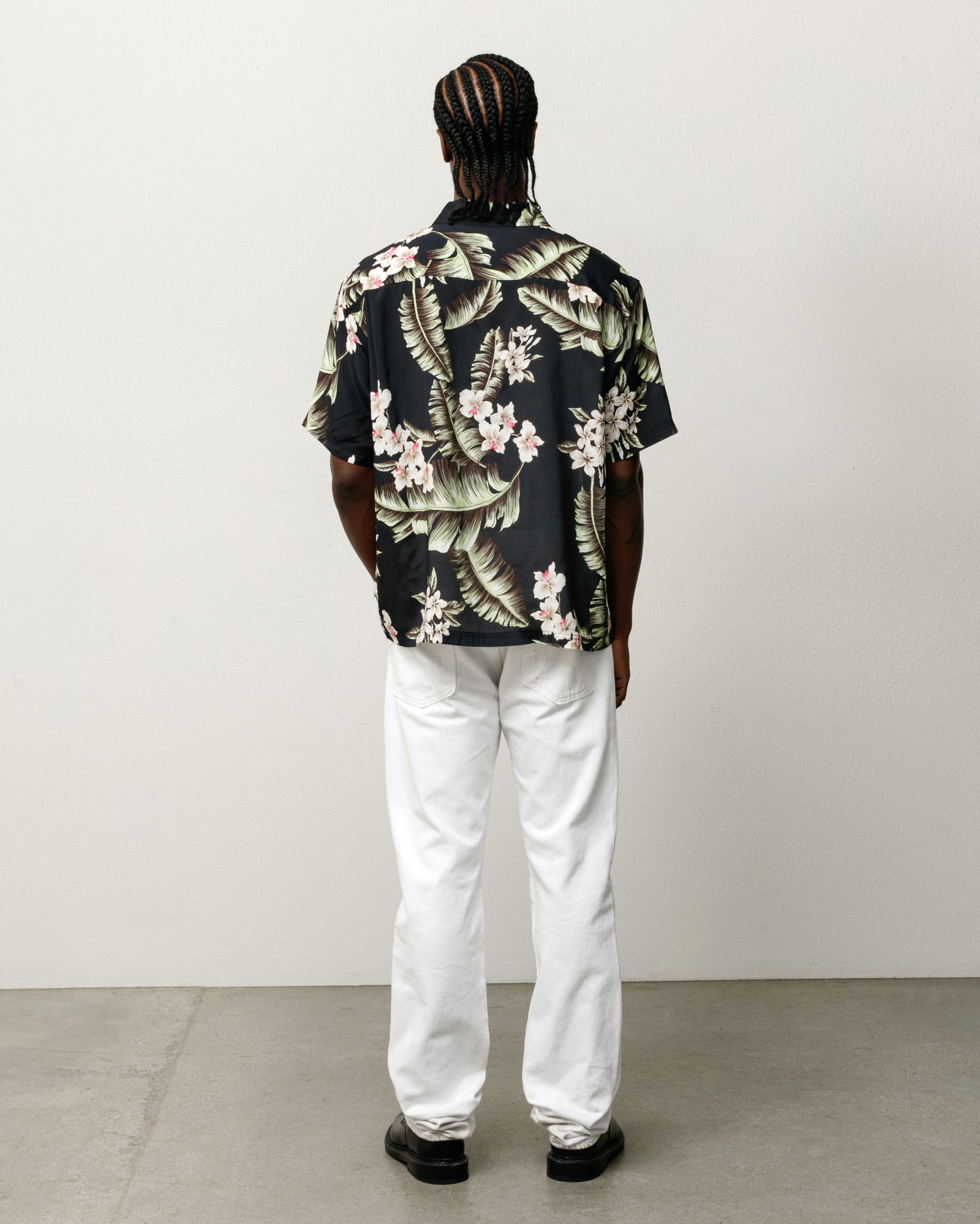 Stussy Men's Hawaiian Floral SS Shirt Black
