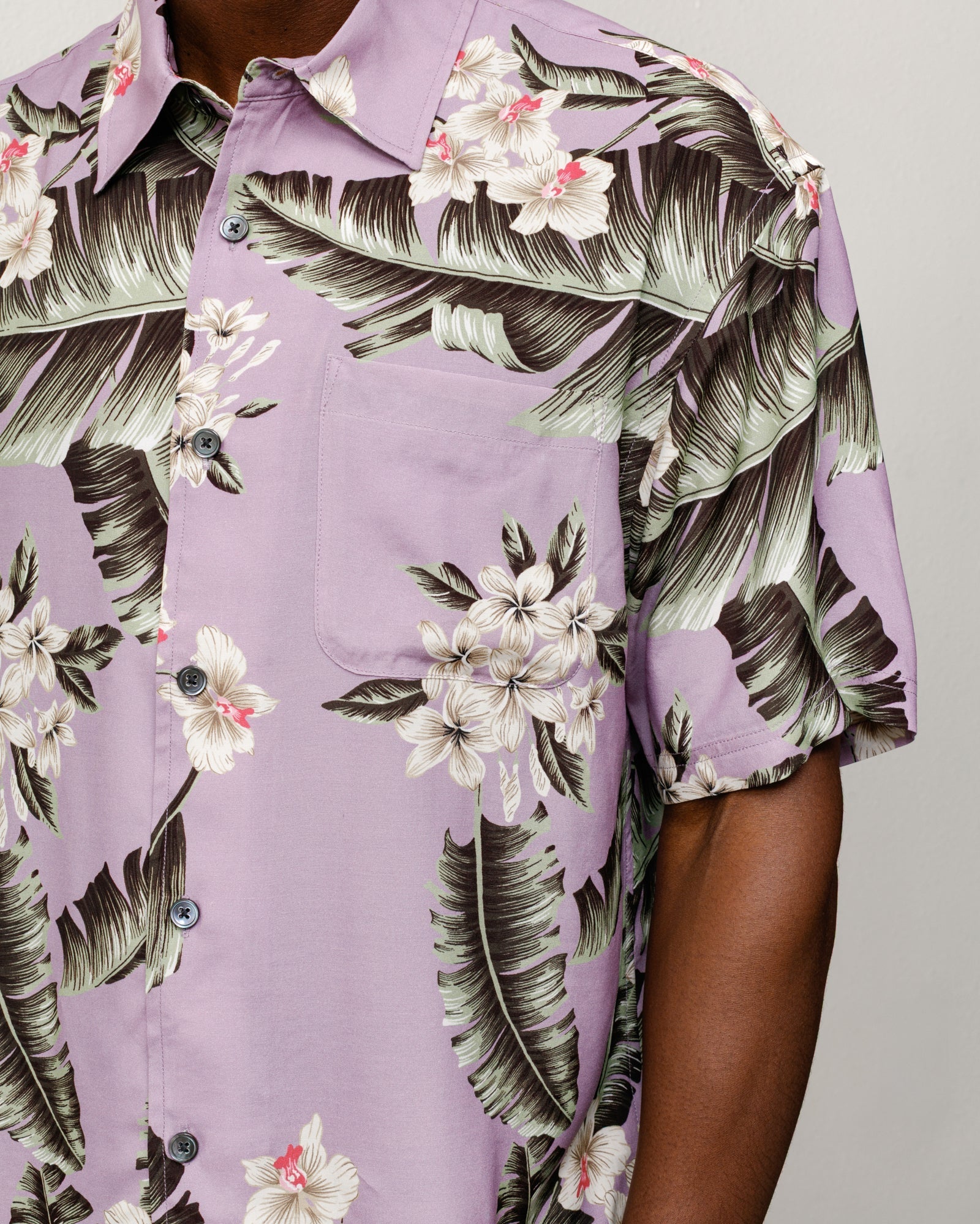 Stussy Men's Hawaiian Floral SS Shirt Lavender