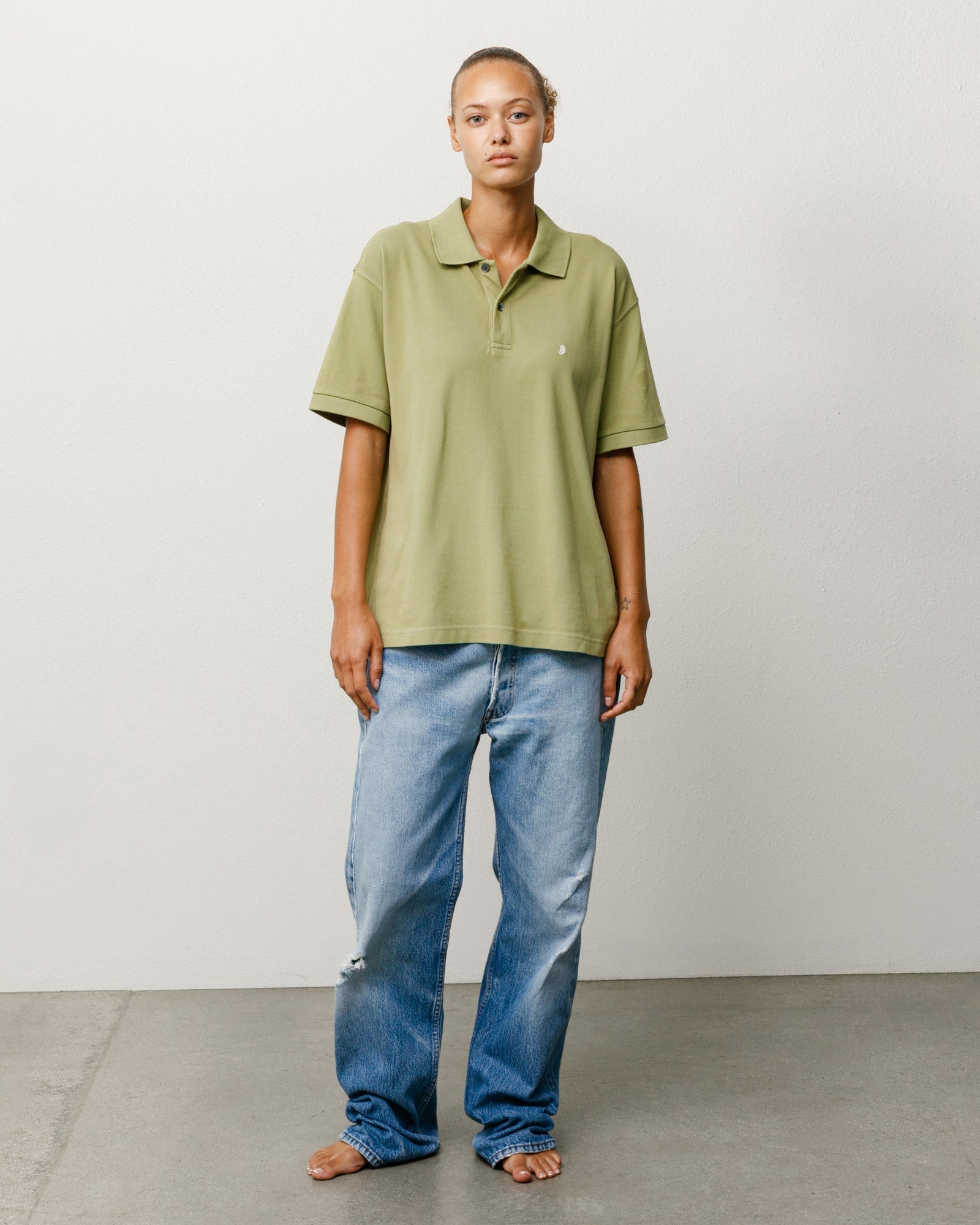 Stussy Unisex Classic Pique Polo Leaf
