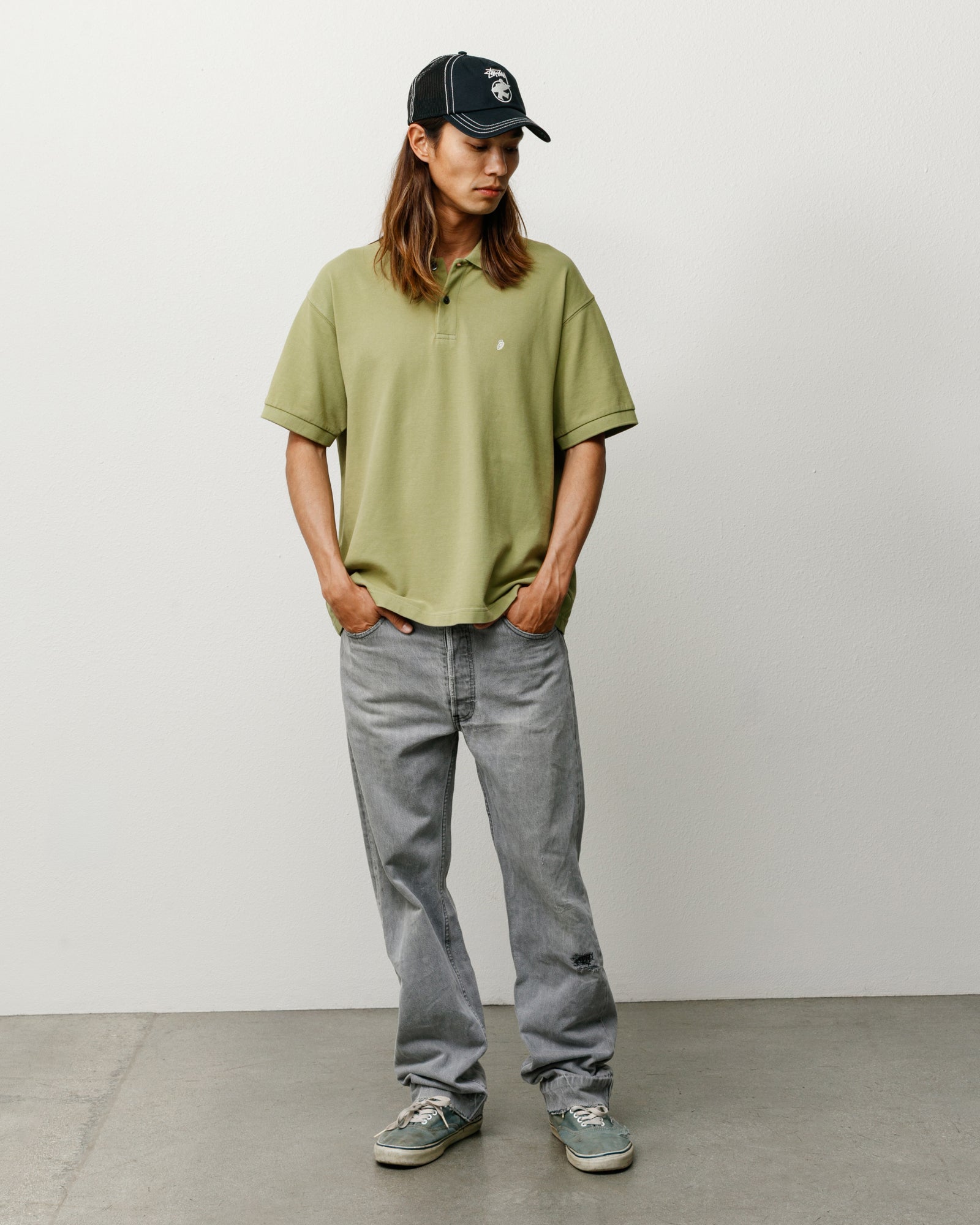 Stussy Unisex Classic Pique Polo Leaf