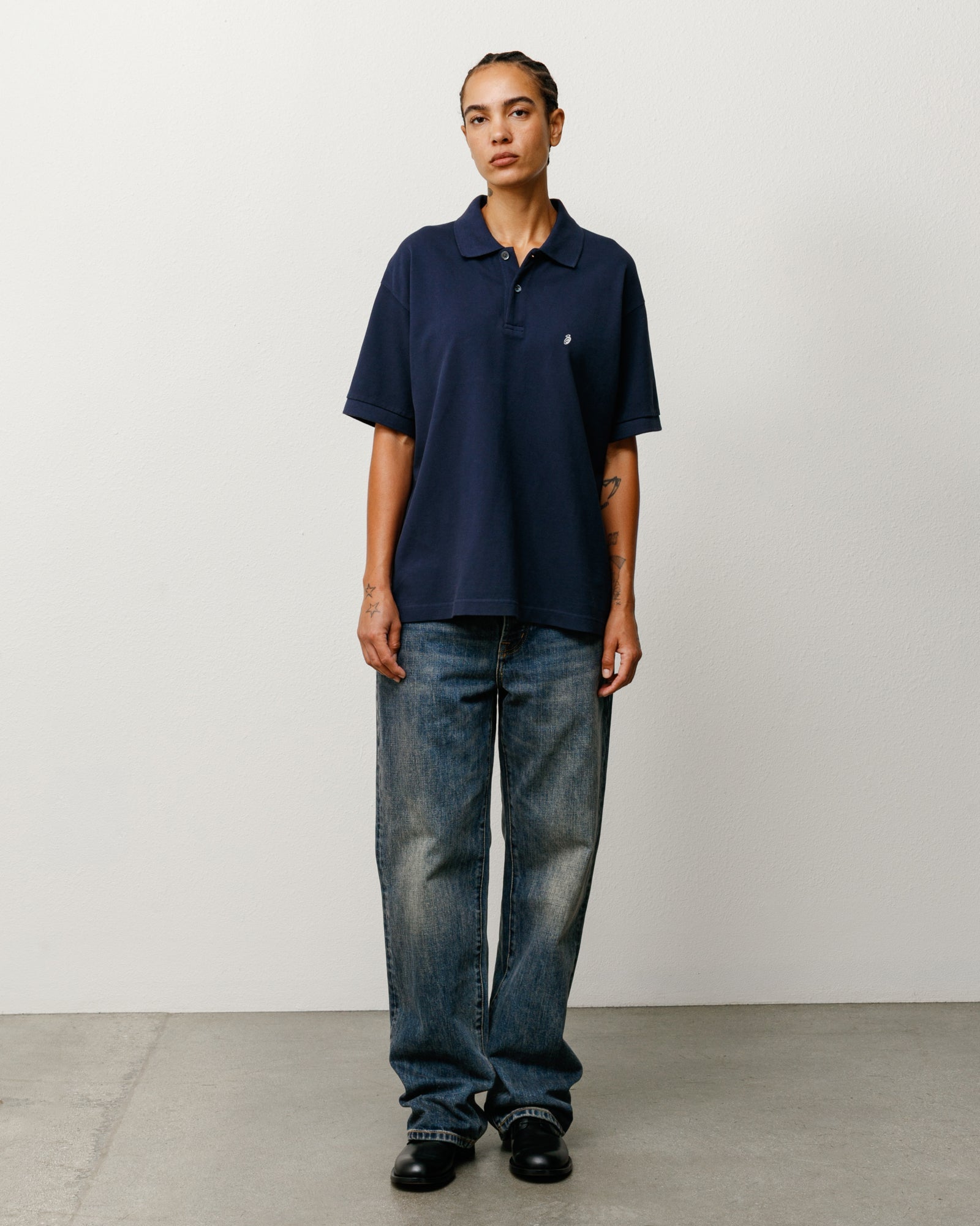Stussy Unisex Classic Pique Polo Navy