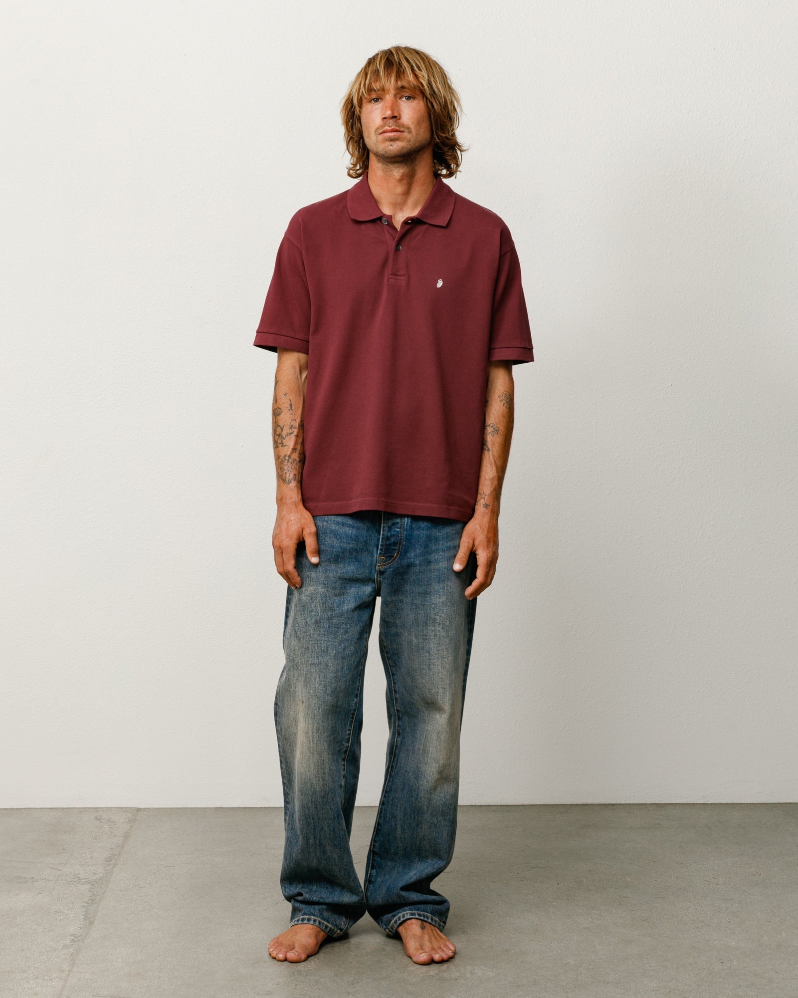 Stussy Men's Classic Pique Polo Plum