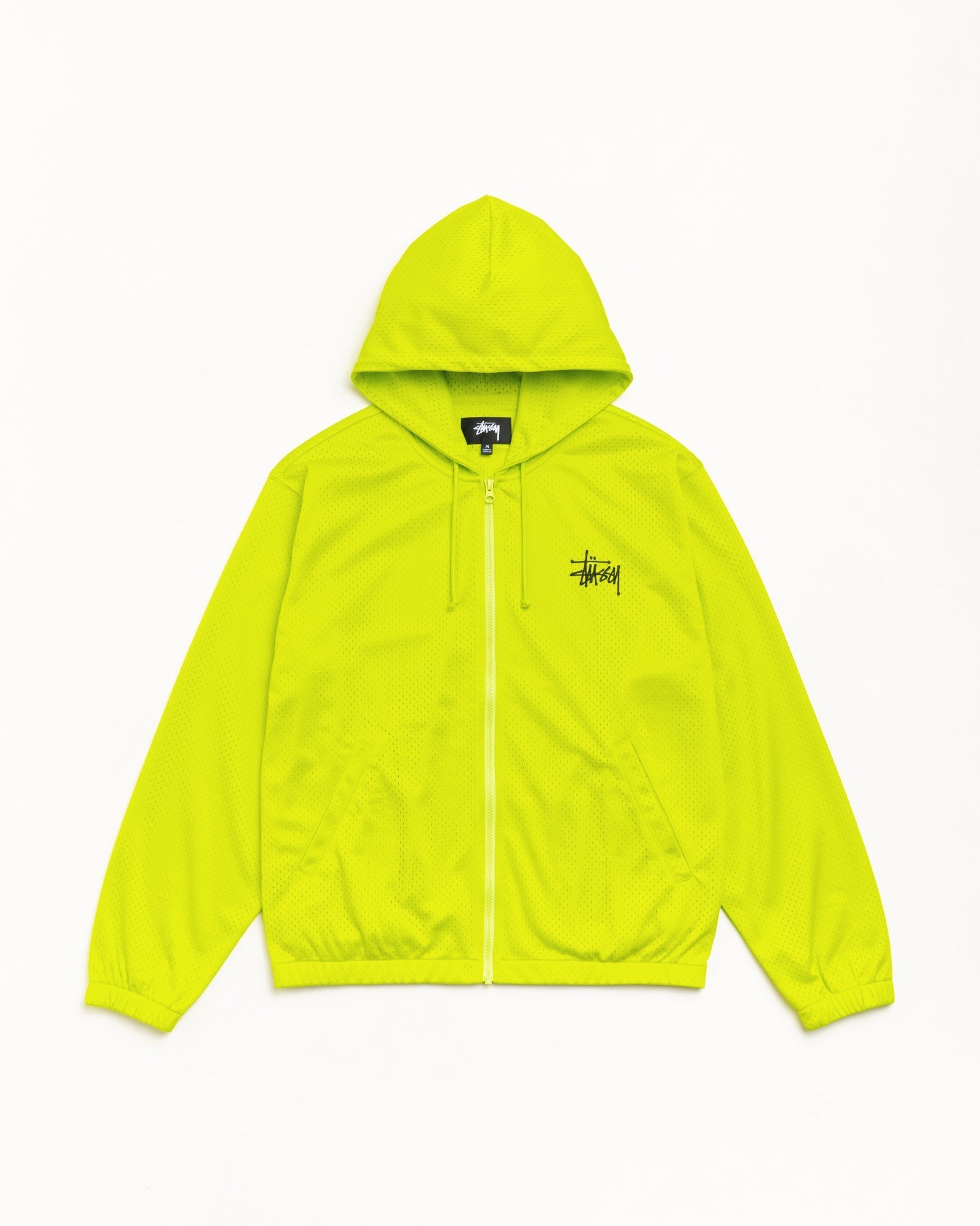 Stussy Men's Athletic Mesh Zip Hoodie Safety Green