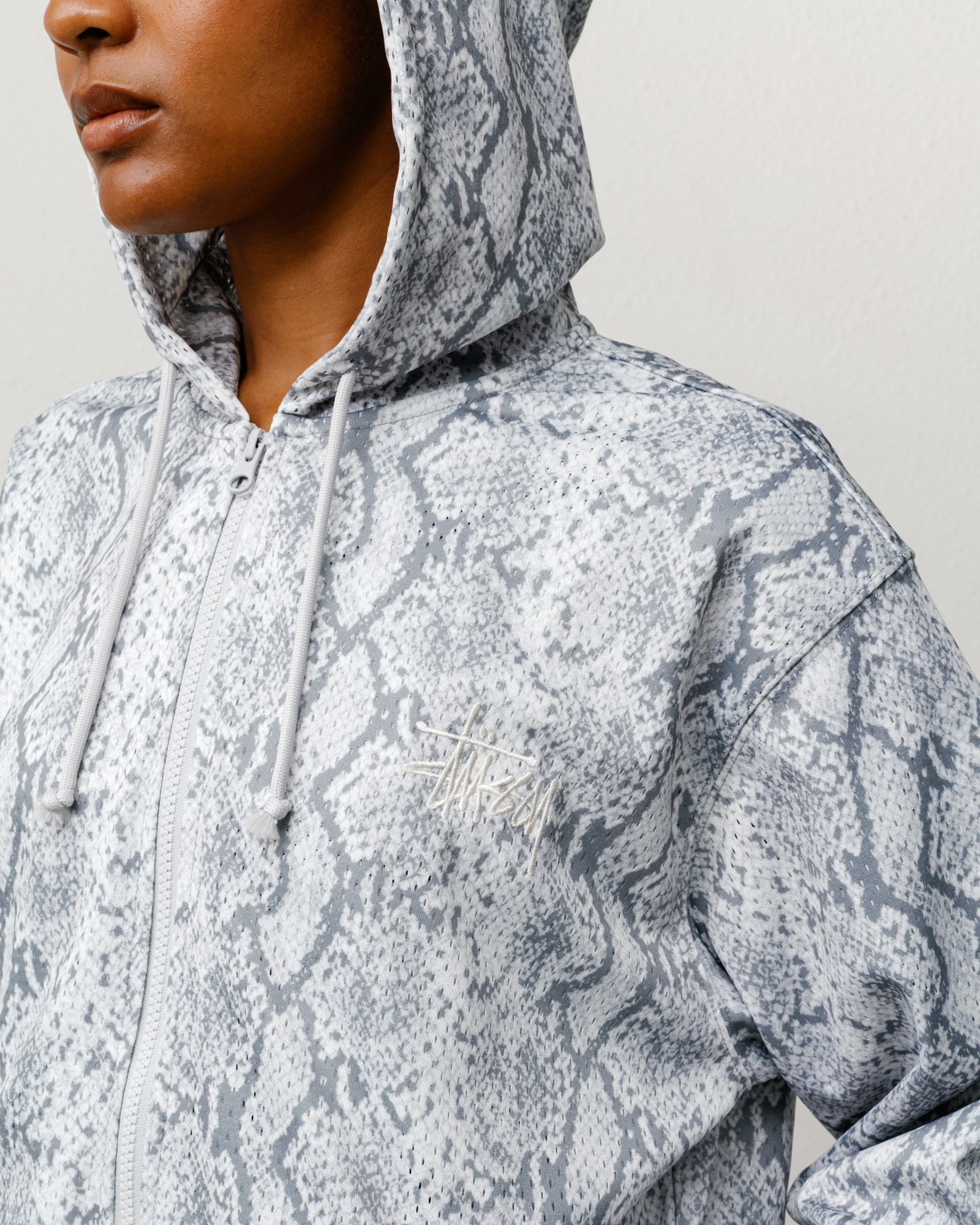 Stussy Men's Athletic Mesh Zip Hoodie Snake