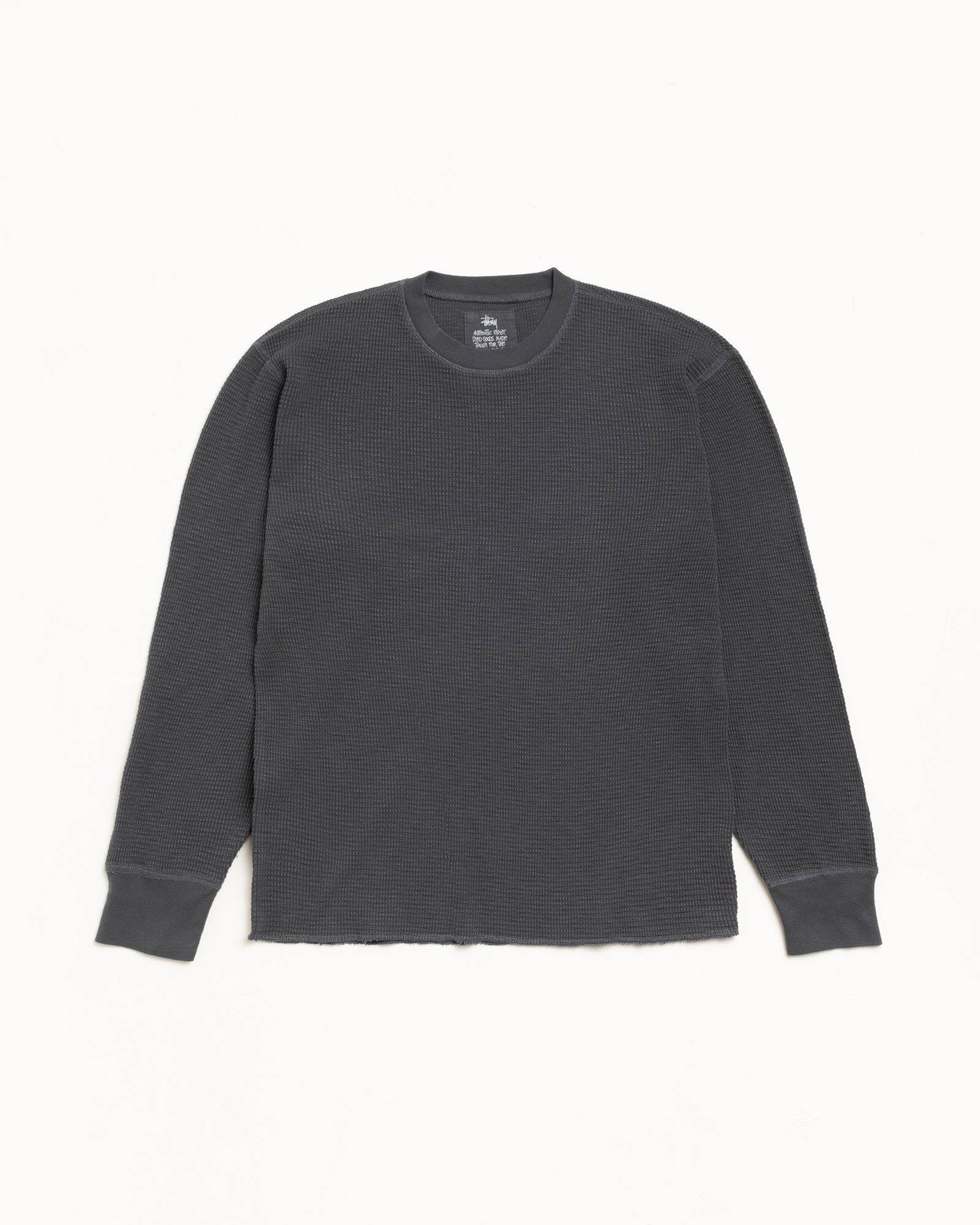Stussy Men's Pigment Dyed LS Thermal Faded Black