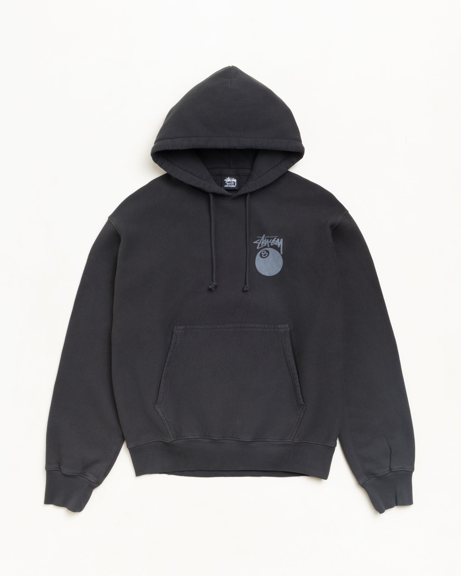 Stussy Men's 8 Ball Hoodie Garment Dyed Faded Black