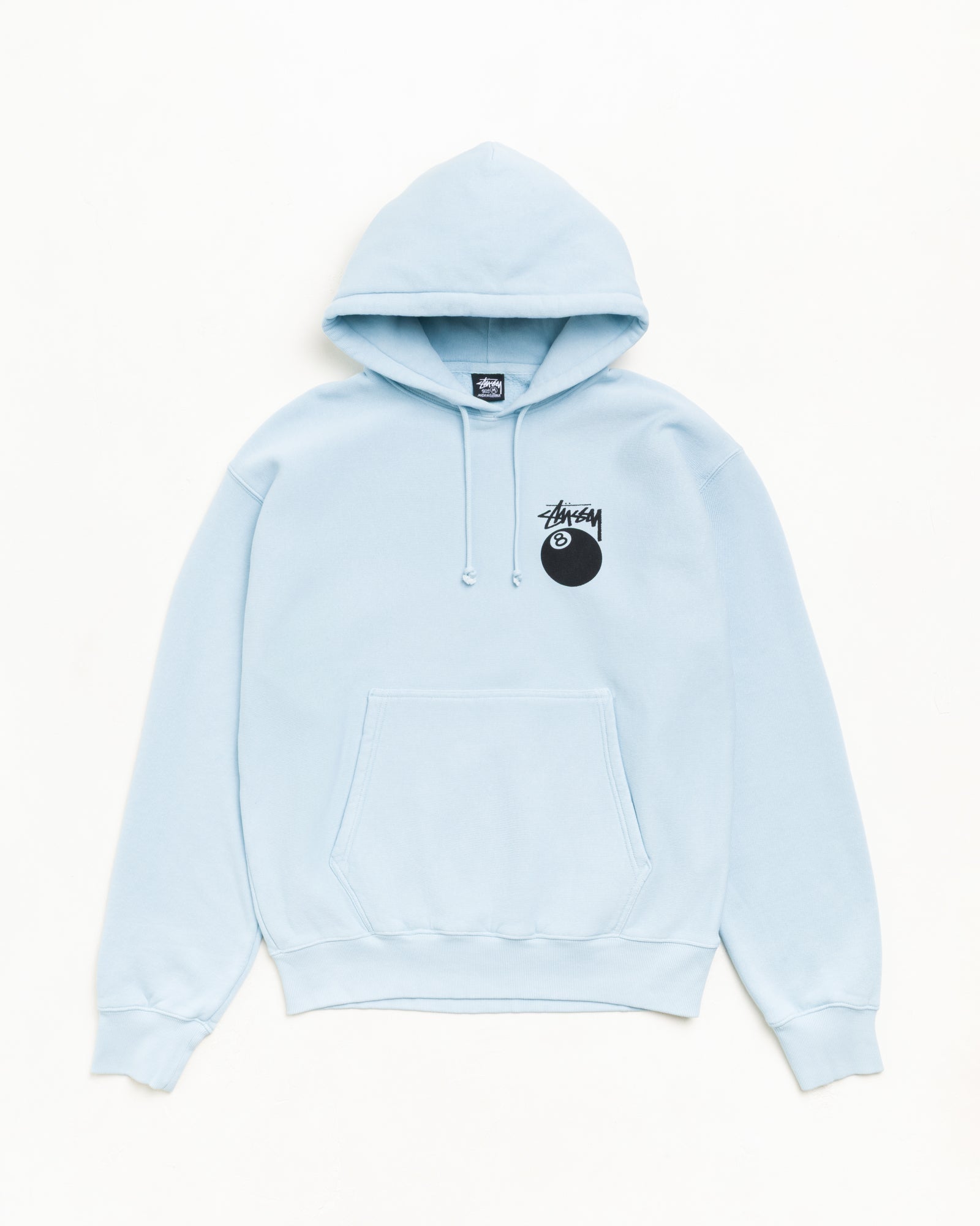 Stussy Unisex 8 Ball Garment Dyed Hoodie Sky Blue
