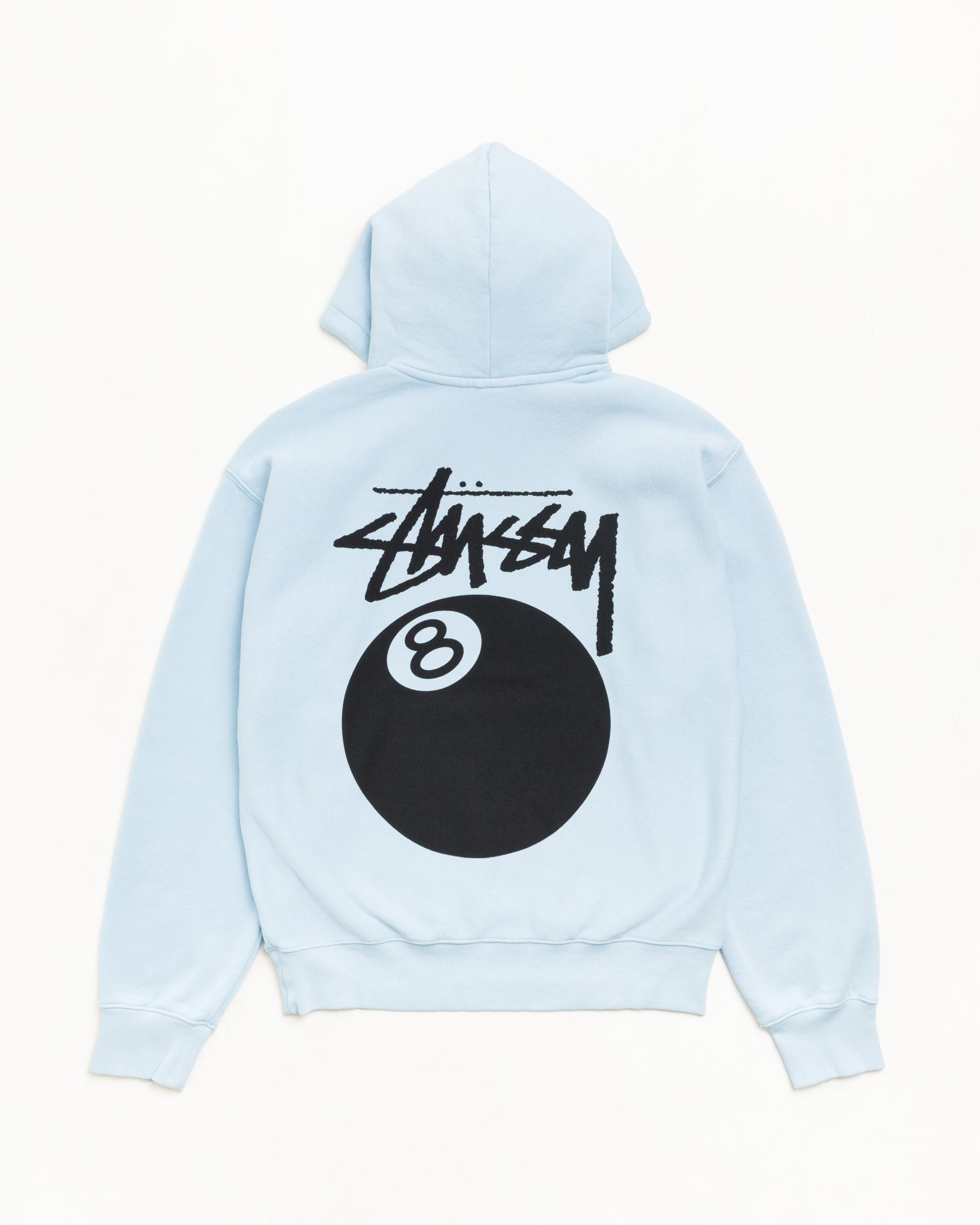 Stussy Unisex 8 Ball Garment Dyed Hoodie Sky Blue