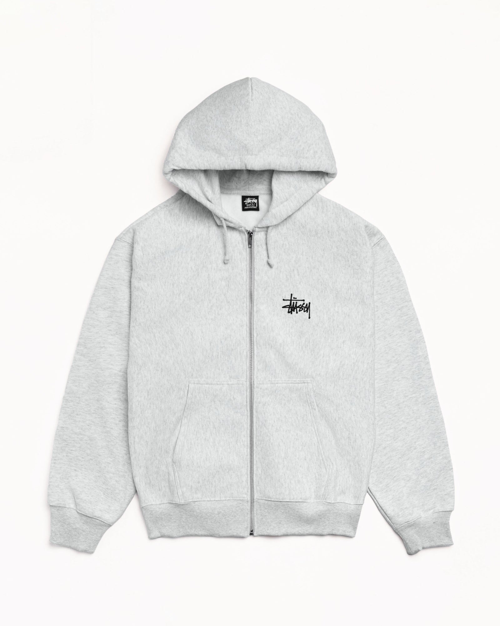 Stussy Unisex Basic Zip Hoodie Ash Heather