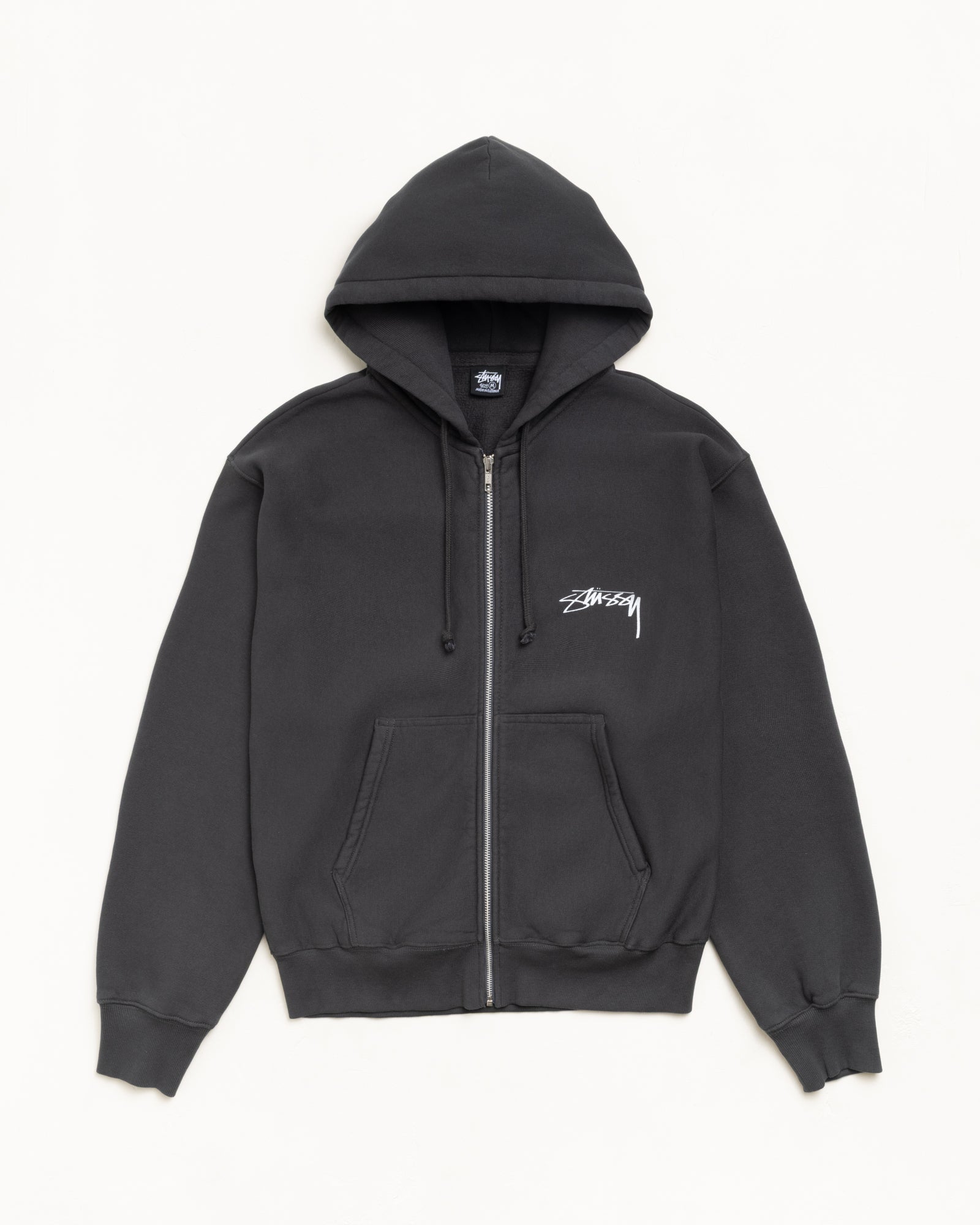 Stussy Men's Skate Stack Zip Hoodie Faded Black