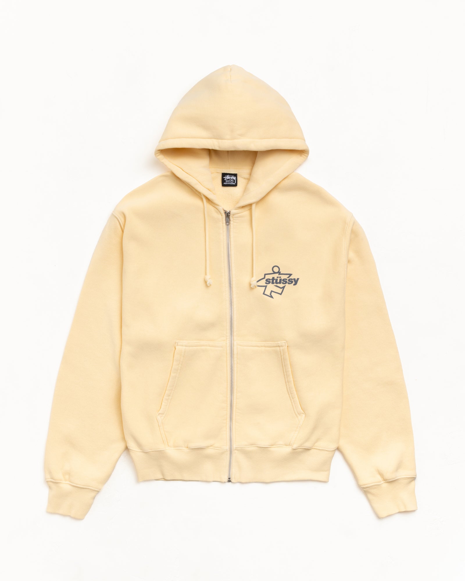 Stussy Unisex Surf Size Zip Hoodie Yellow