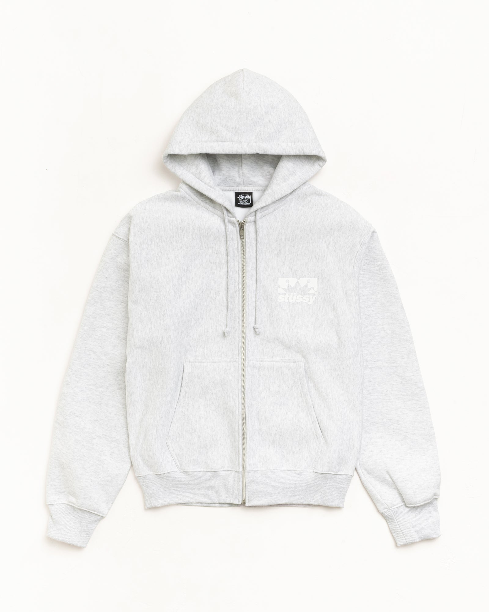 Stussy Men's Box Crown Zip Hoodie Ash Heather