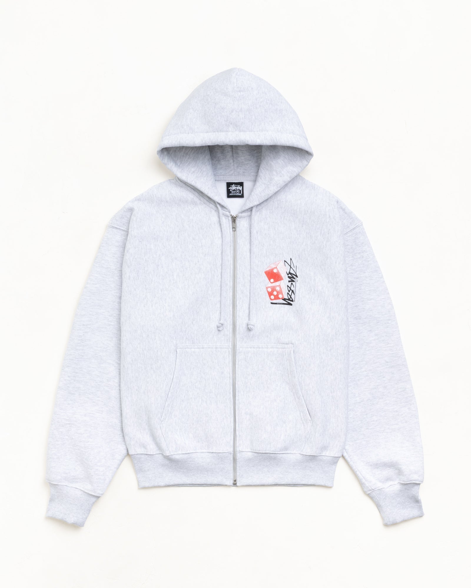 Stussy Unisex Tall Dice Zip Hoodie Ash Heather