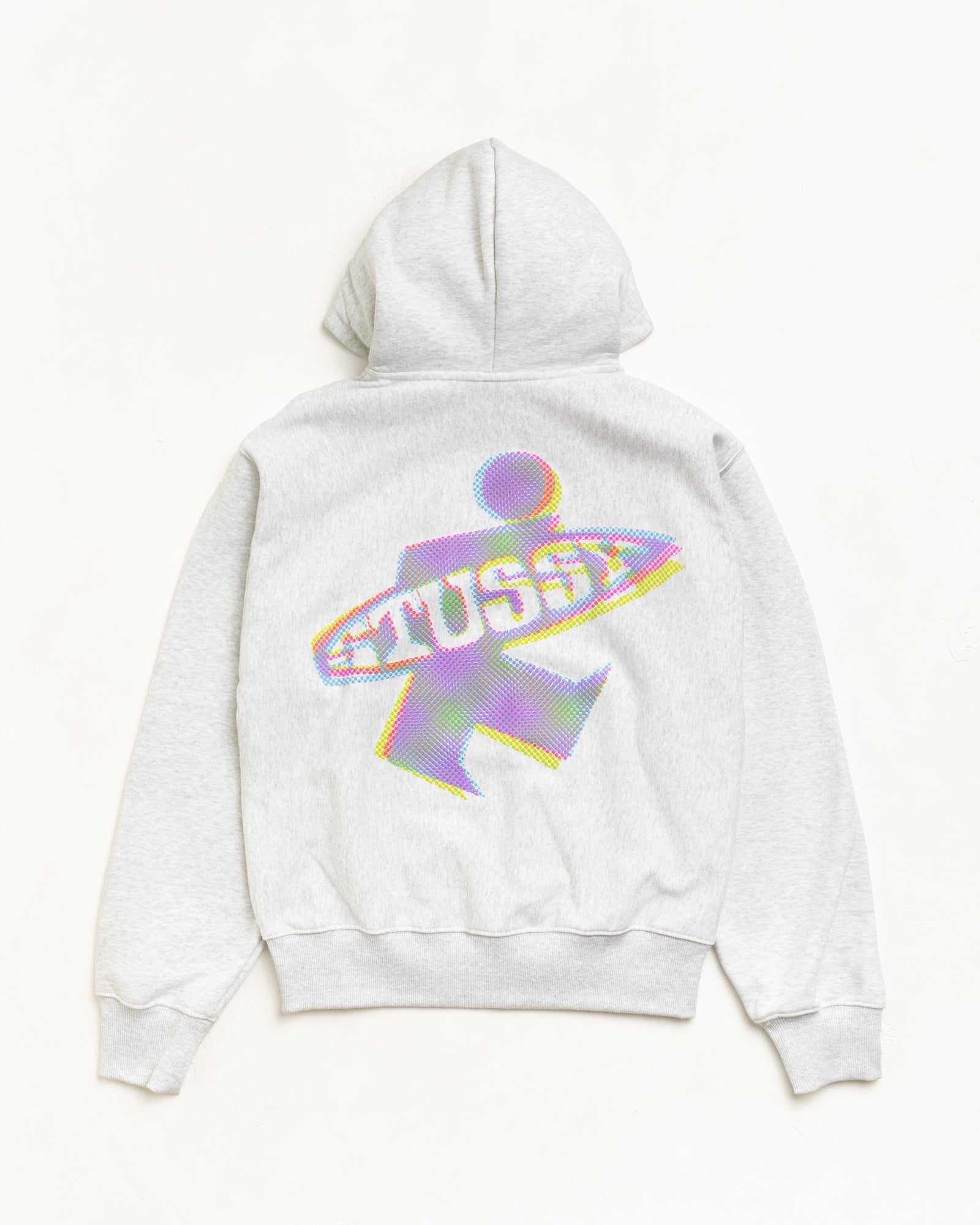 Stussy Unisex Dot Surf Puff Print Zip Hoodie Ash Heather