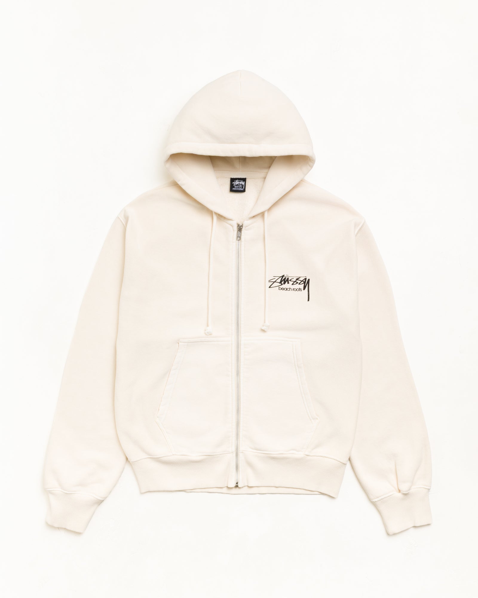 Stussy Men's Beach Roots Zip Hoodie Garment Dyed Bone