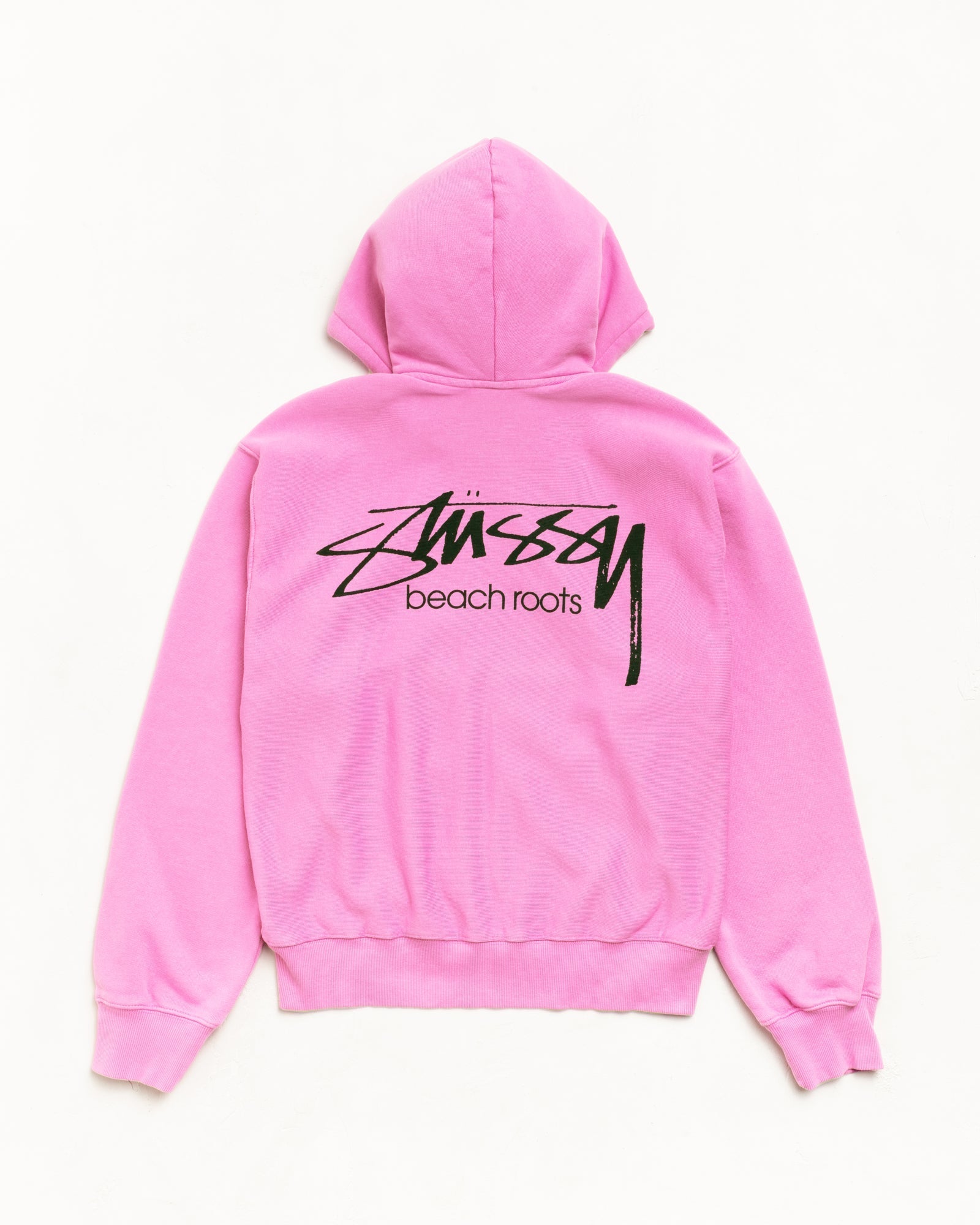 Stussy Beach Roots Zip Hoodie Garment Dyed Pink