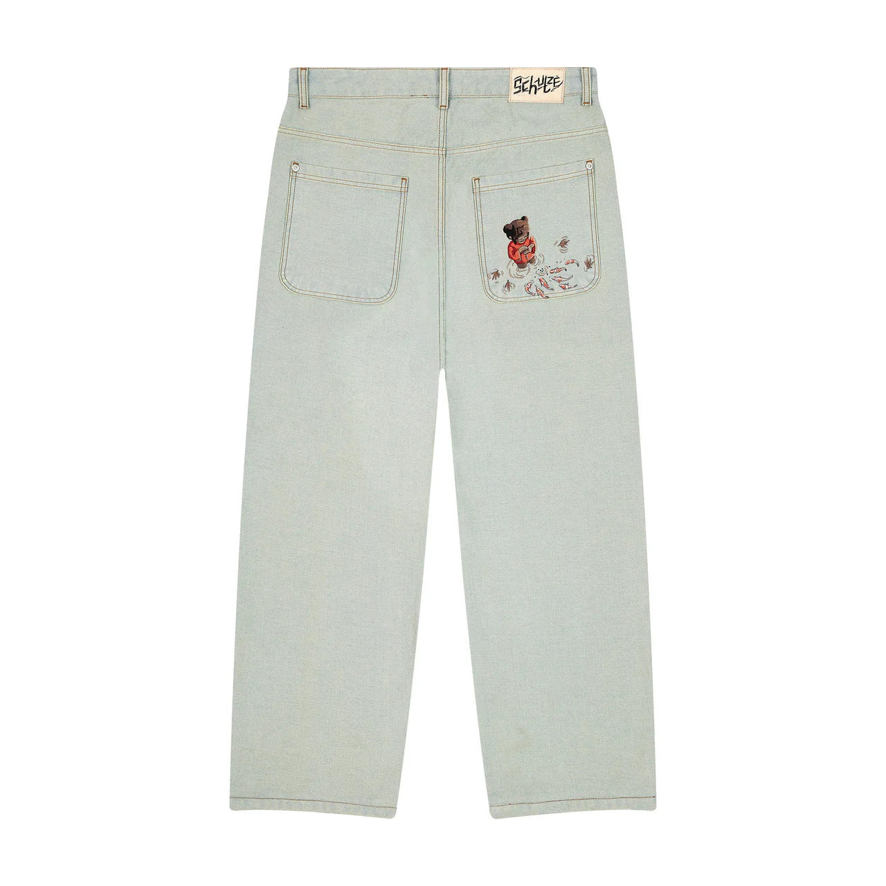 OFFCODE ARCHIVE USA Men's Koi Fish Reverse Denim Jeans