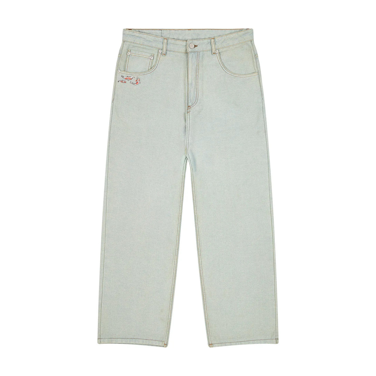 OFFCODE ARCHIVE USA Men's Koi Fish Reverse Denim Jeans