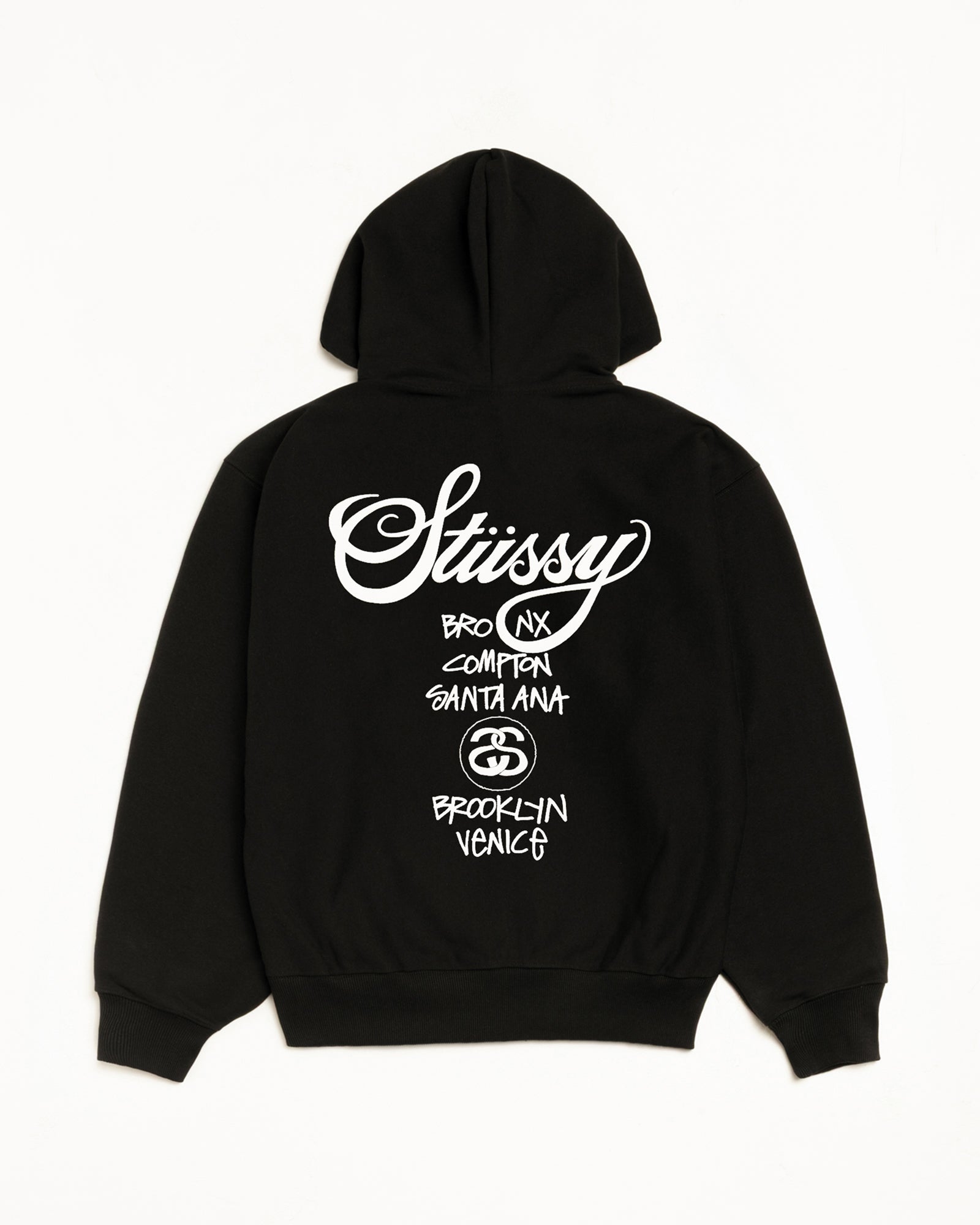 Stussy Unisex World Tour Zip Hoodie Black