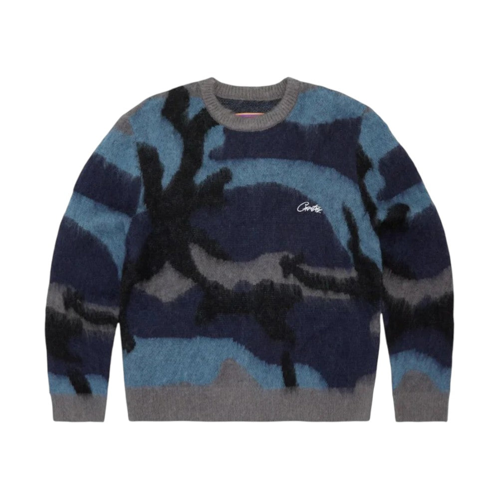 OFFCODE ARCHIVE USA Men's Mohair Knit Sweater Ocean Camo Blue