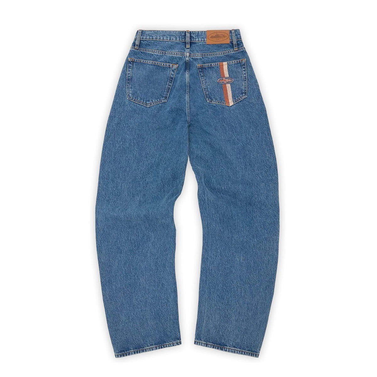 DUAL STRIPE BAGGY JEANS [MIDWASH]