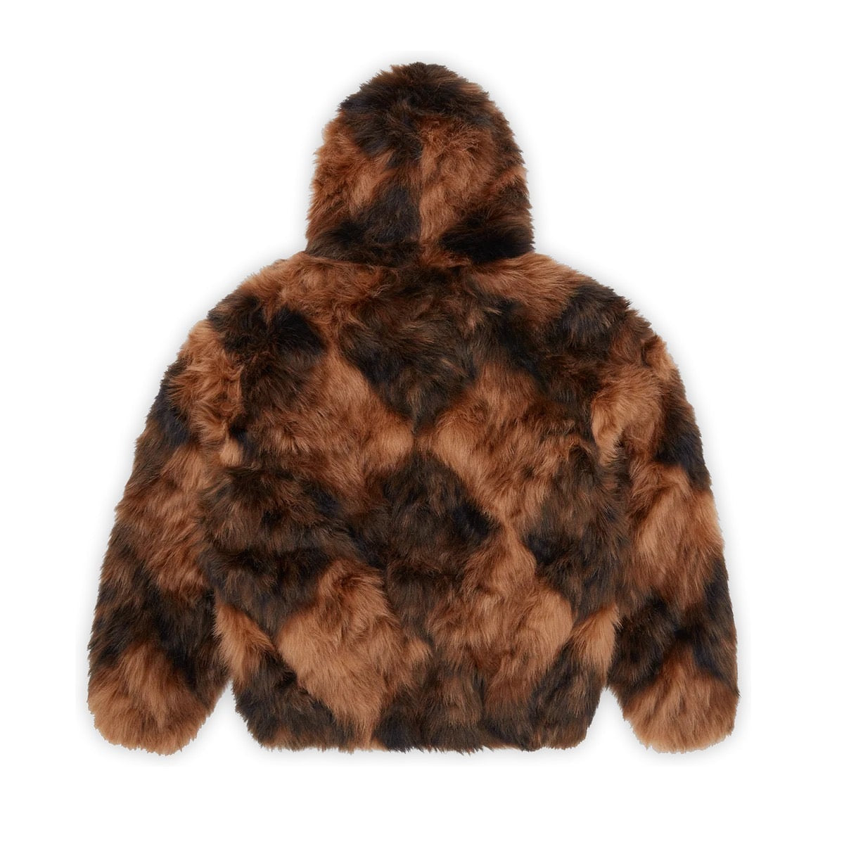 OFFCODE ARCHIVE USA Men's Diamond Hooded Fur Jacket Brown