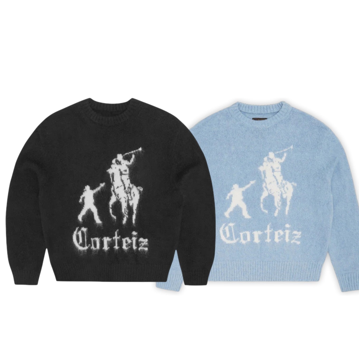 Men's Jackin Knit Sweater Black Sky Blue
