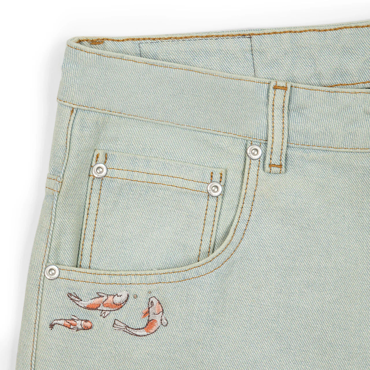 OFFCODE ARCHIVE USA Men's Koi Fish Reverse Denim Jeans
