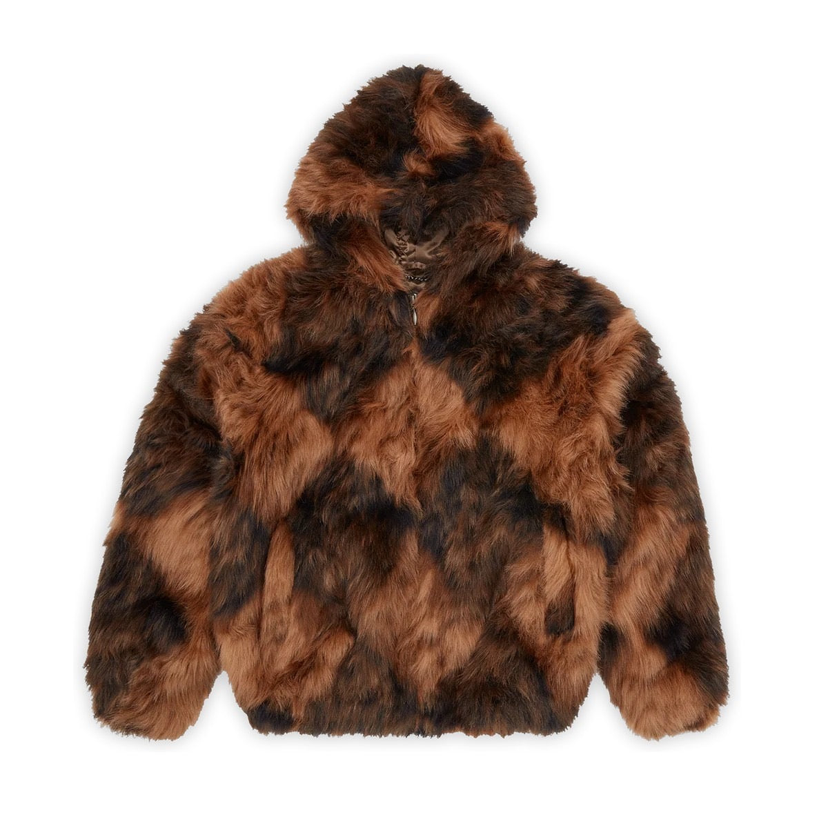 OFFCODE ARCHIVE USA Men's Diamond Hooded Fur Jacket Brown