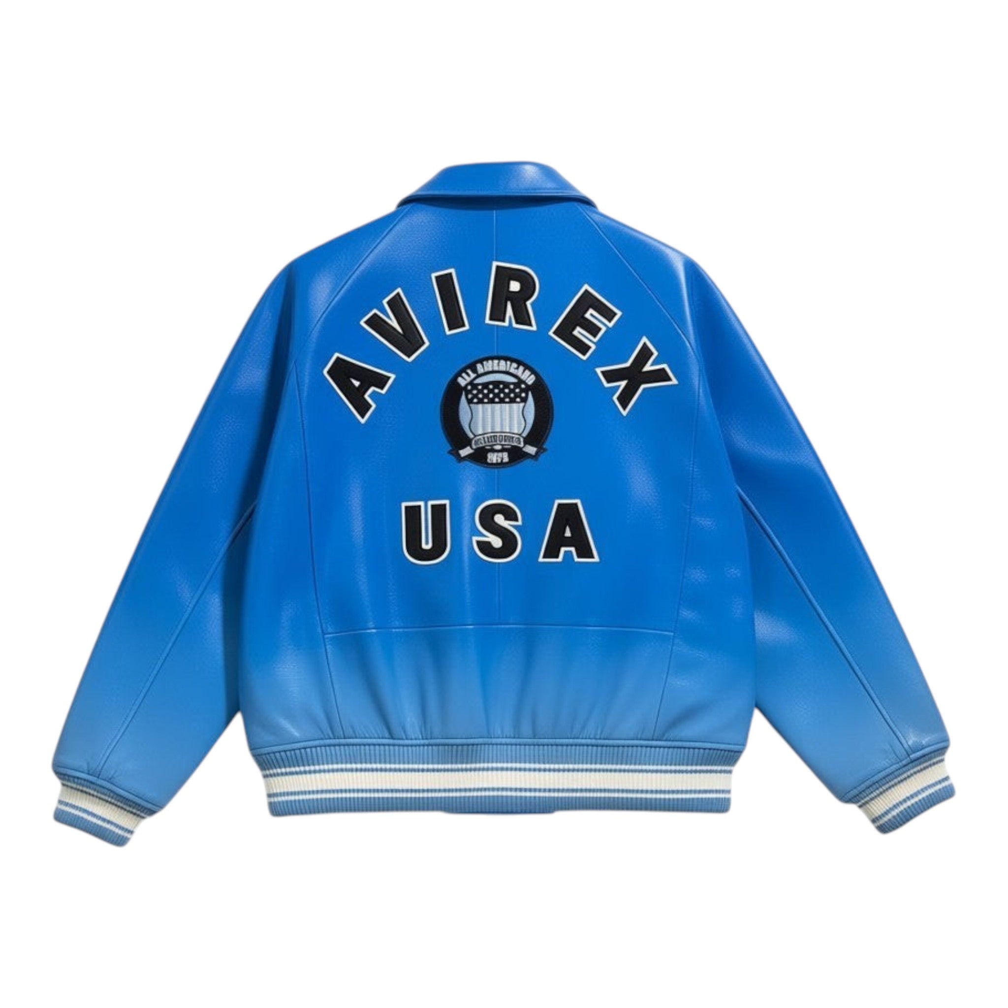 Avirex Icon Mazarine Blue Leather Bomber Jacket