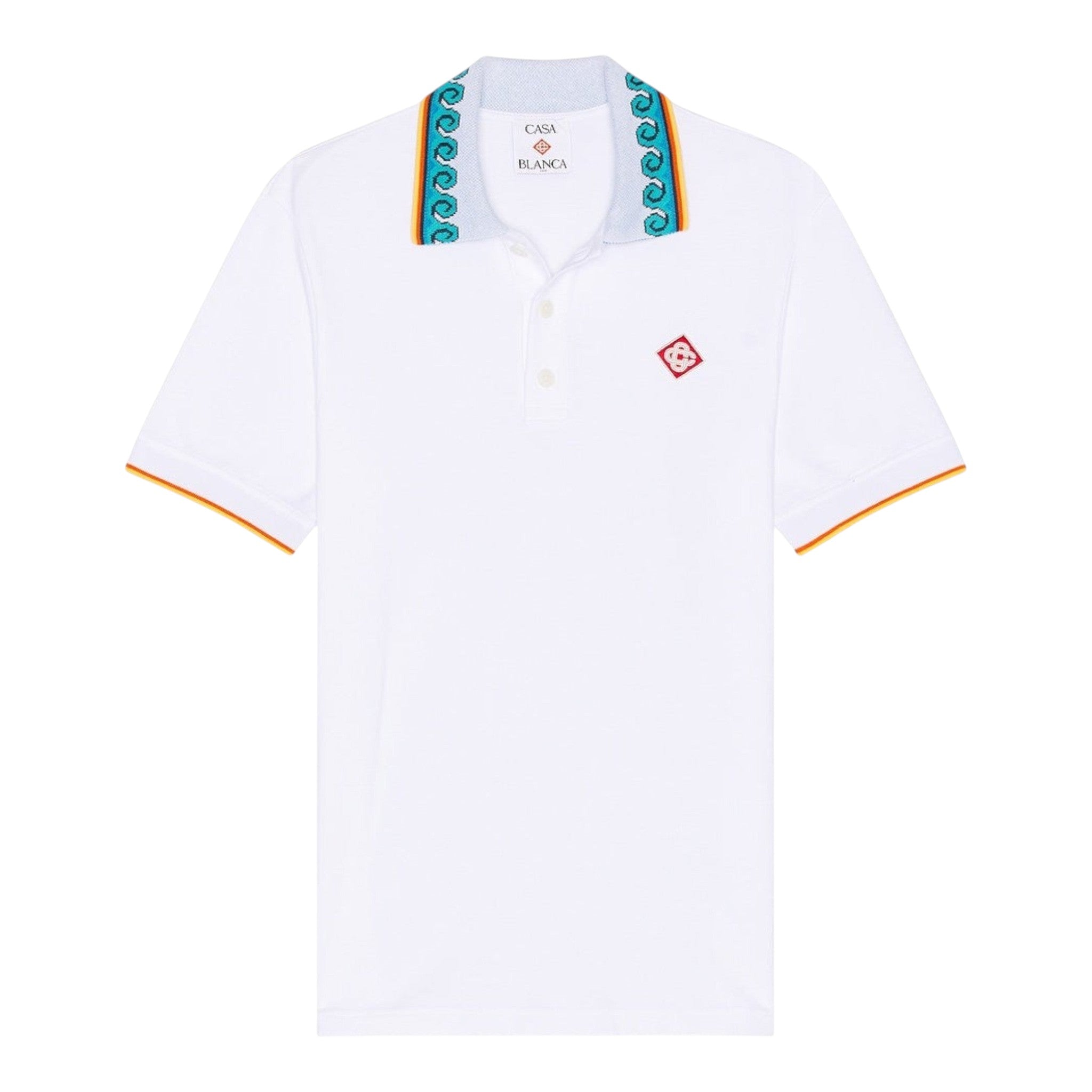 Casablanca Short Sleeve Polo in Greco Wave