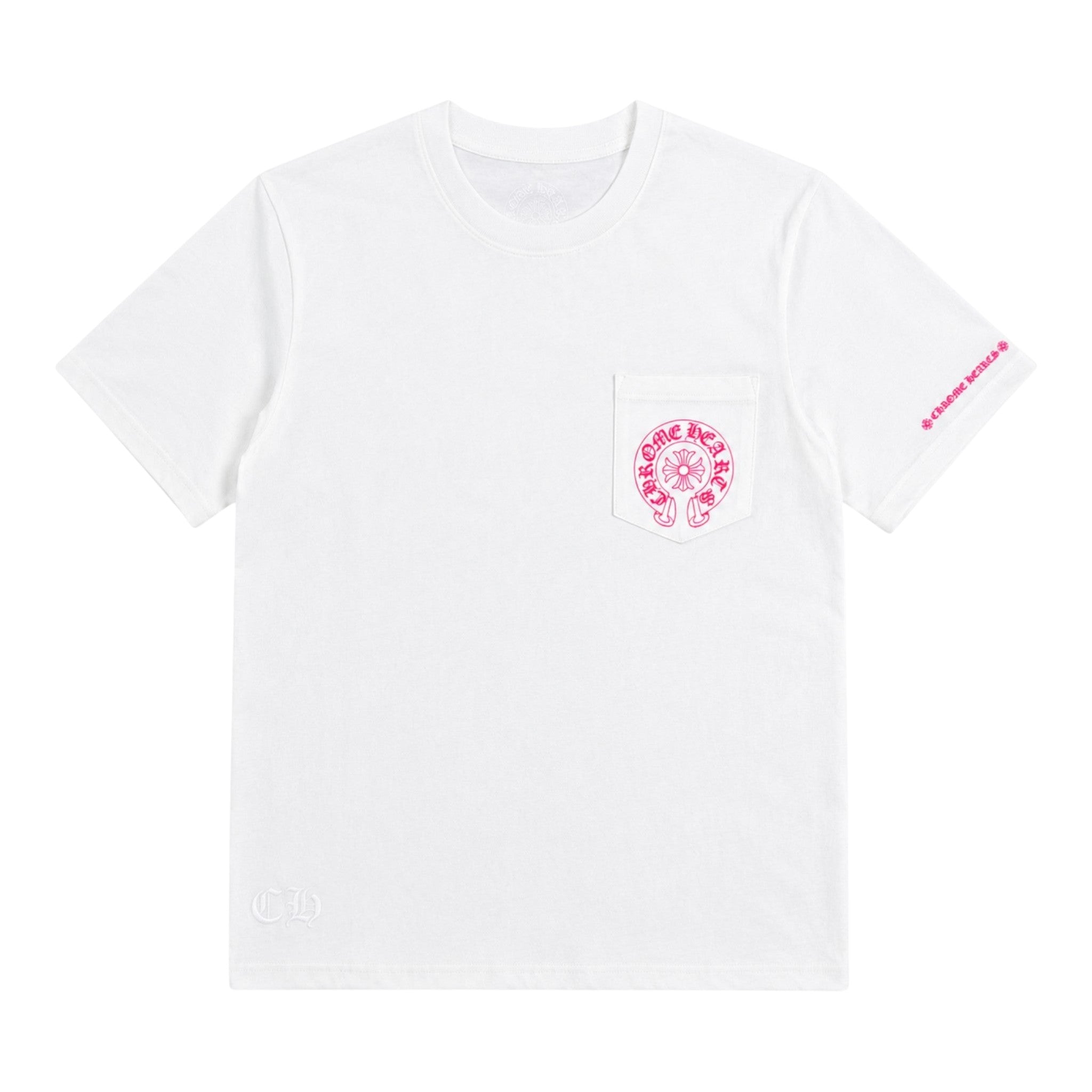 Chrome Hearts Pink Horseshoe Logo T-Shirt 'White'
