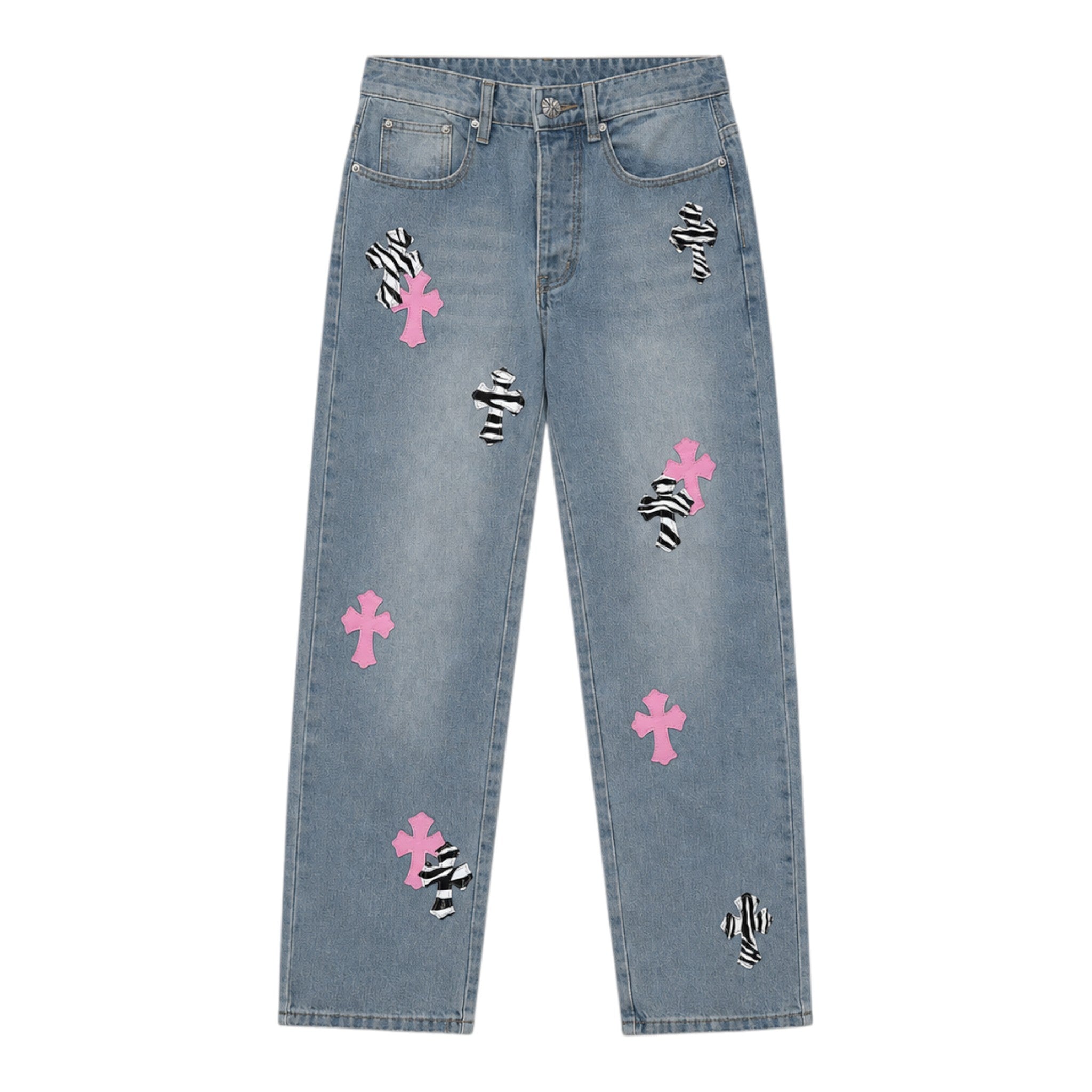 Chrome Hearts NYFW Zebra Levi's Cross Patch Jeans