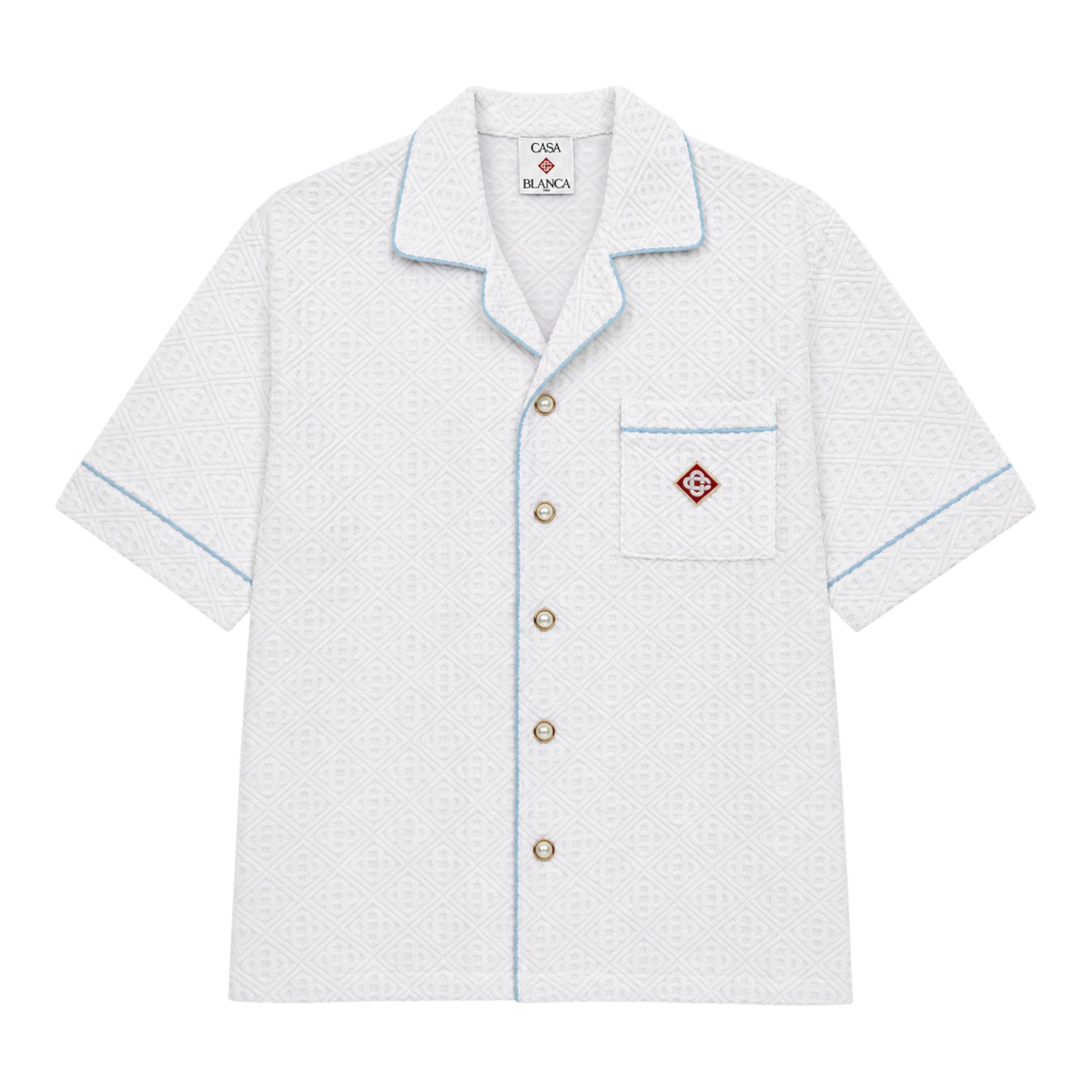Casablanca White Towelling Monogram Short Sleeve Shirt