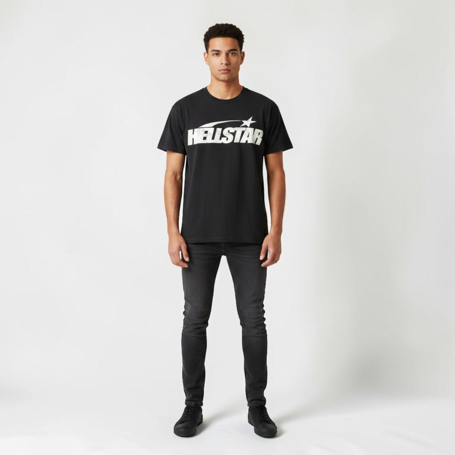 Hellstar Bubble Print Washed Distressed Crew Neck T-Shirt
