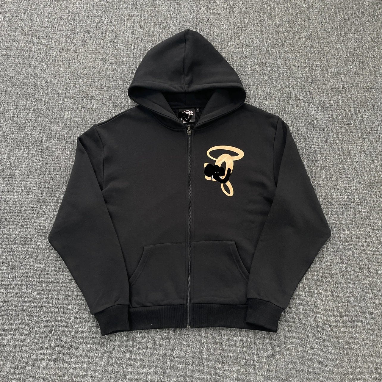 胸前玫瑰金S印花 黑色拉链衫 SY-185